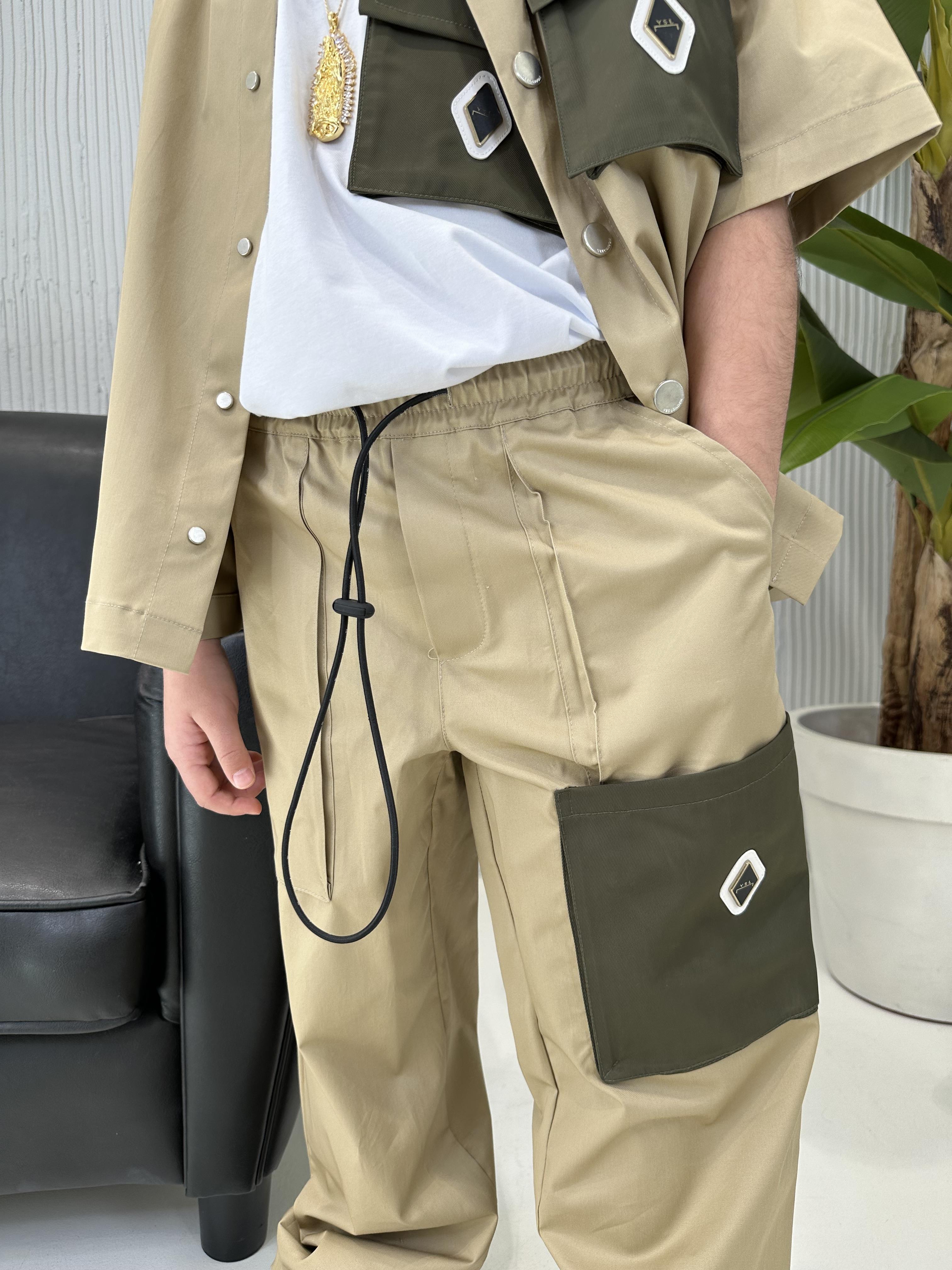 Yes London pantalone kids beige con tasca JR3082 BEIGE YES LONDON