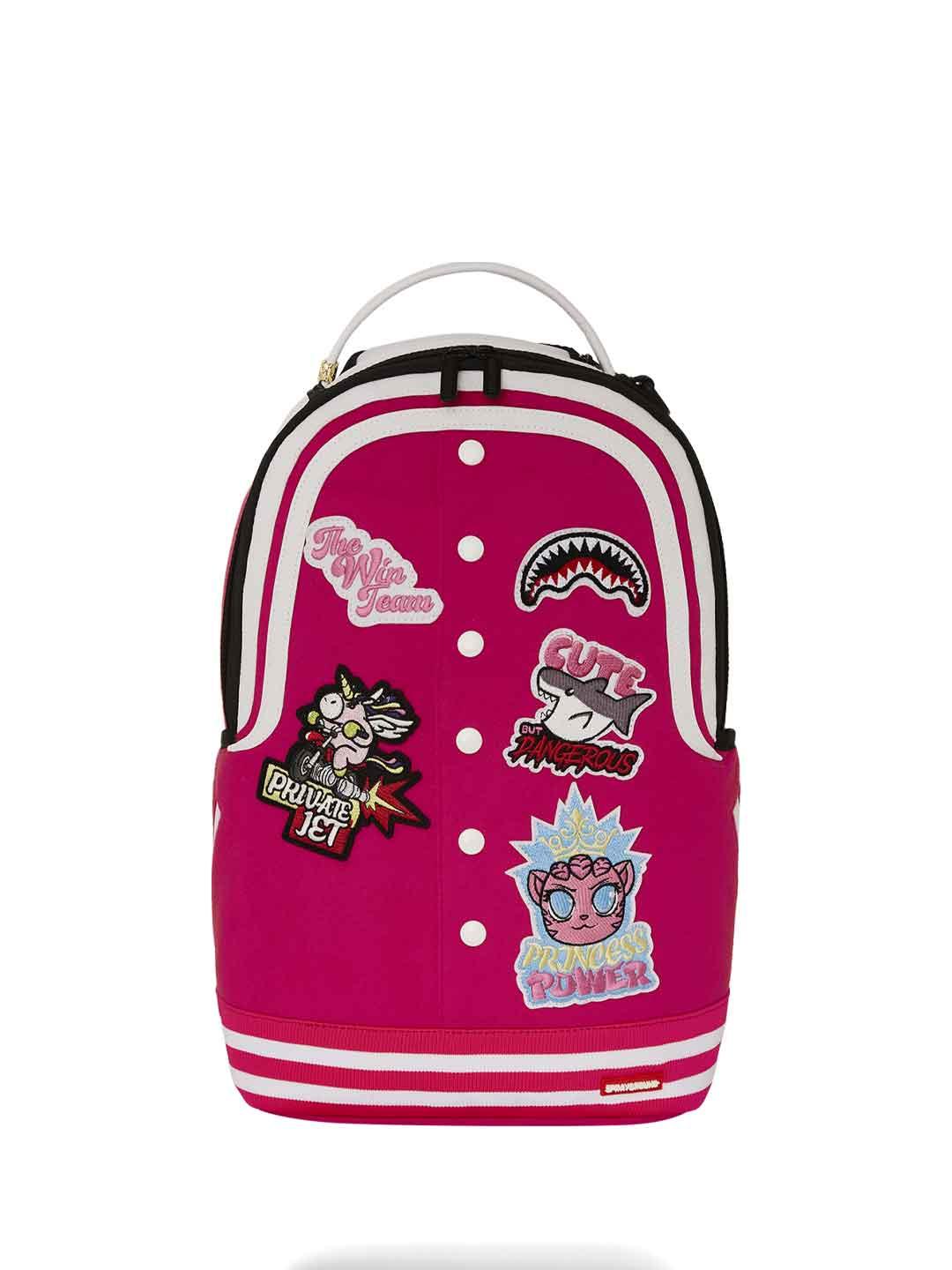 Sprayground Girl Varsity DLX zaino rosa con patch 910B7646NSZ ROSA SPRAYGROUND