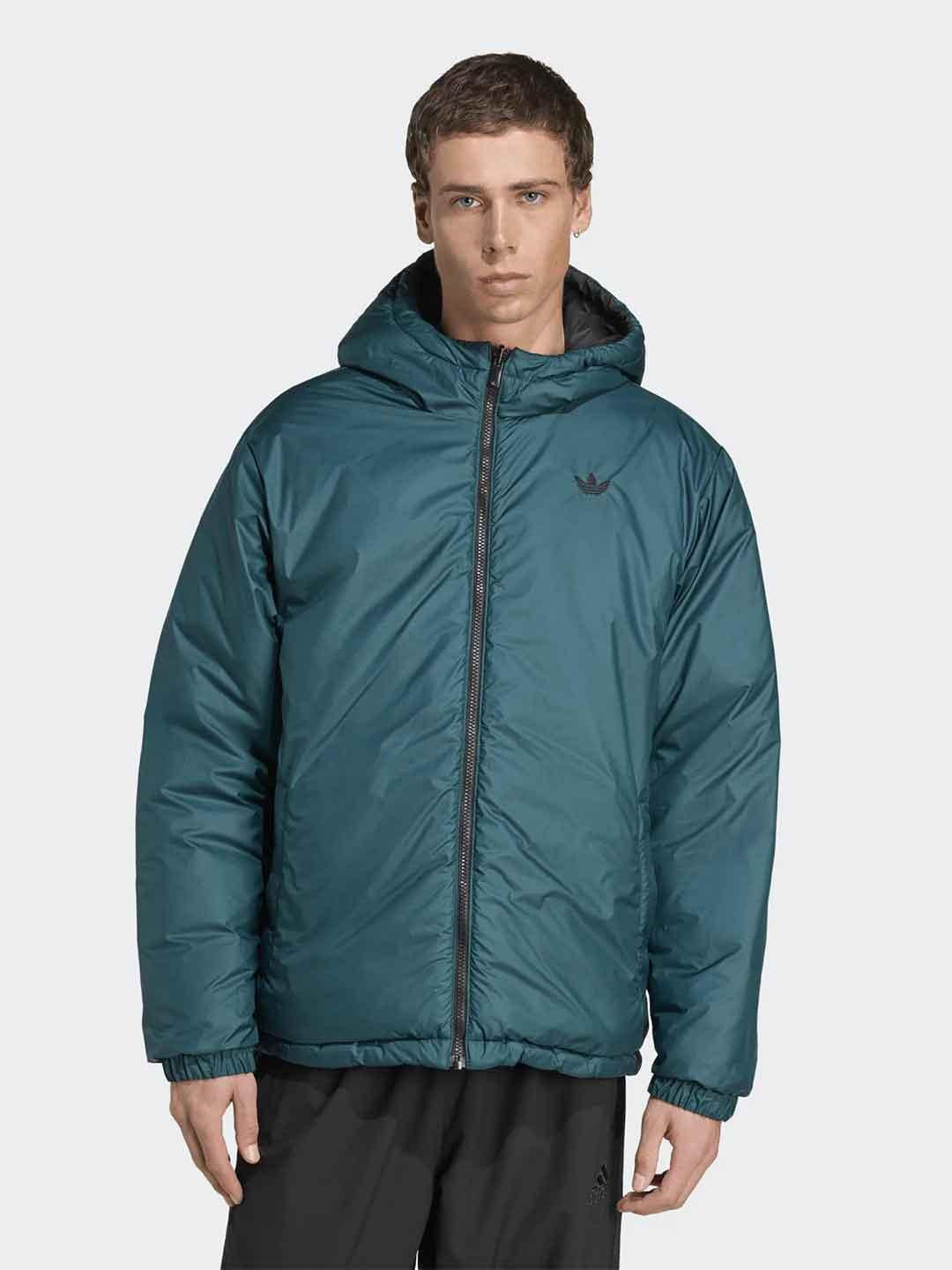 Adidas piumino nero e verde reverse JX6447 NERO ADIDAS