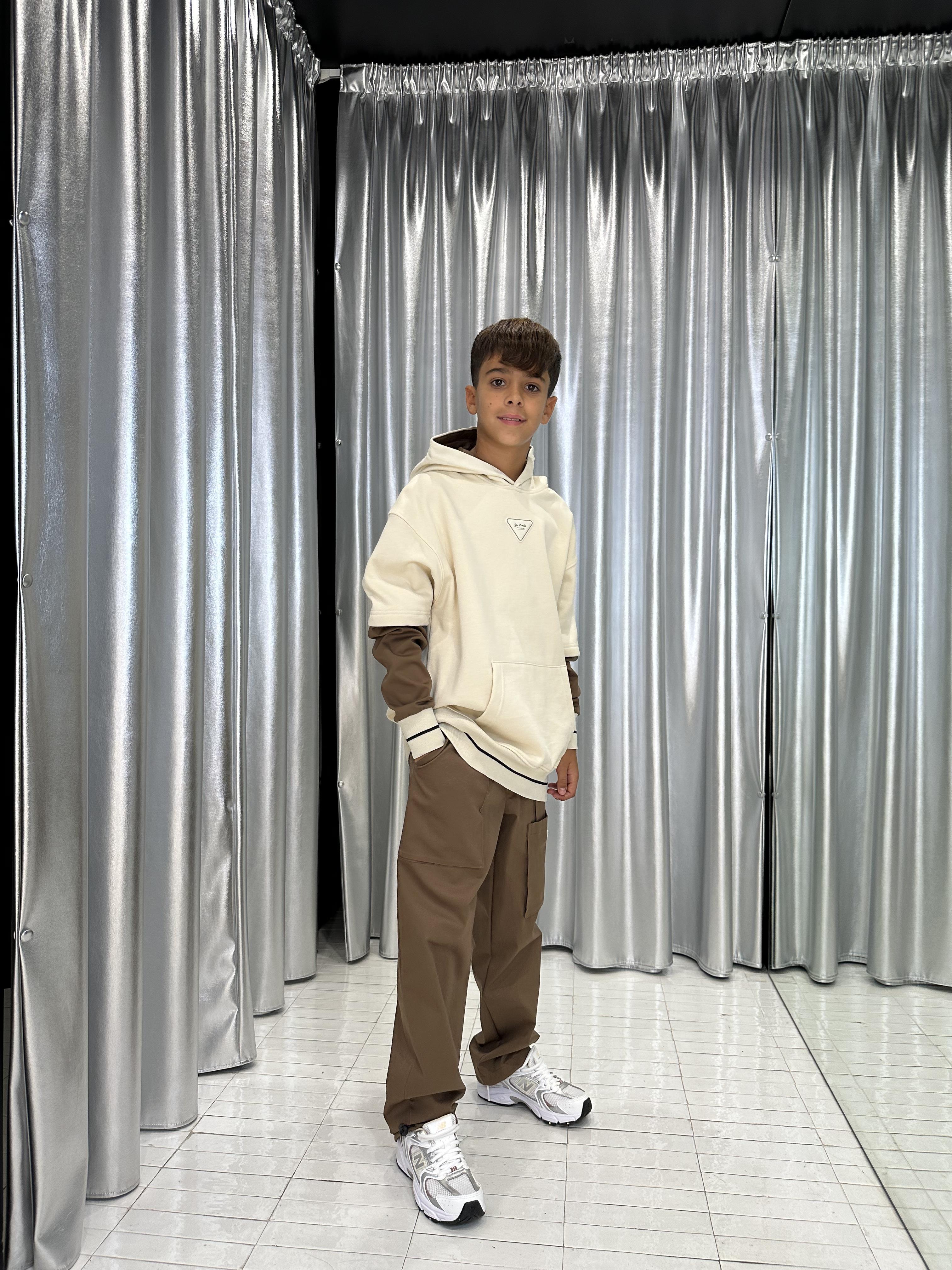 Yes London felpa kids panna con cappuccio JR5063 PANNA YES LONDON