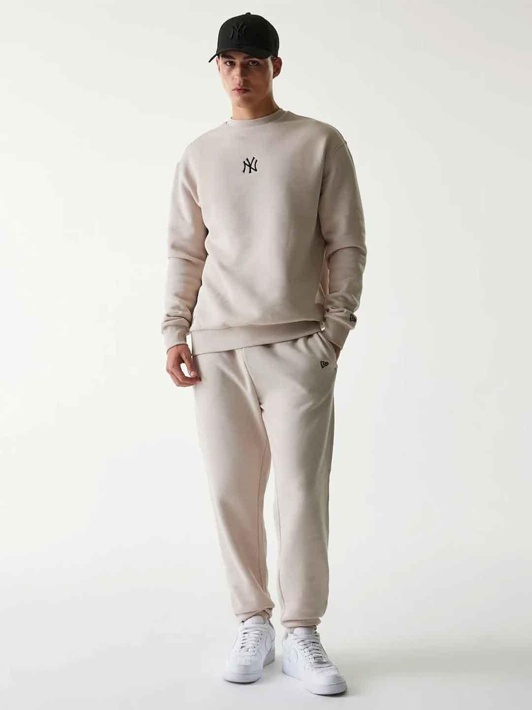 New Era pantaloni beige NY logo nero<BR/> 60675779 BEIGE NEW ERA