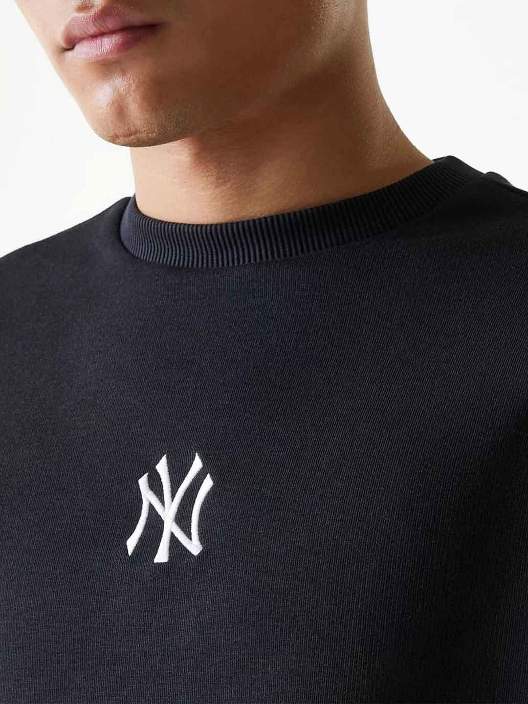 New Era felpa nero NY con logo bianco girocollo 60675776 NERO NEW ERA