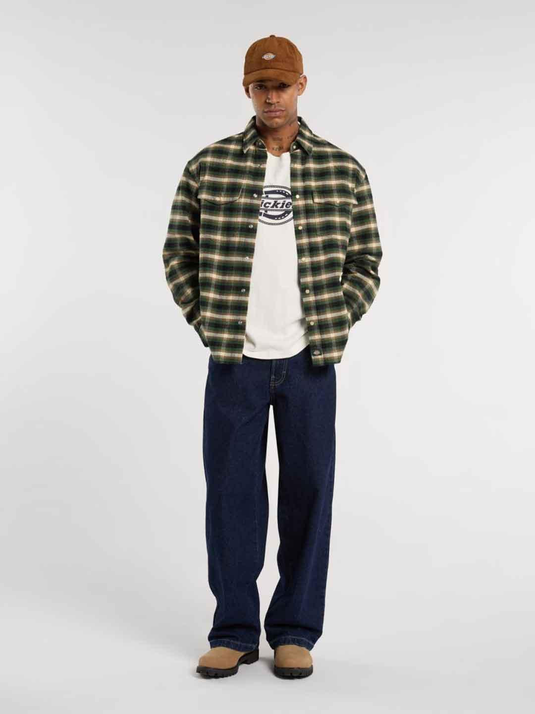 Dickies Forth Shaw t-shirt panna con logo blu DK0A87QSC481 PANNA DICKIES