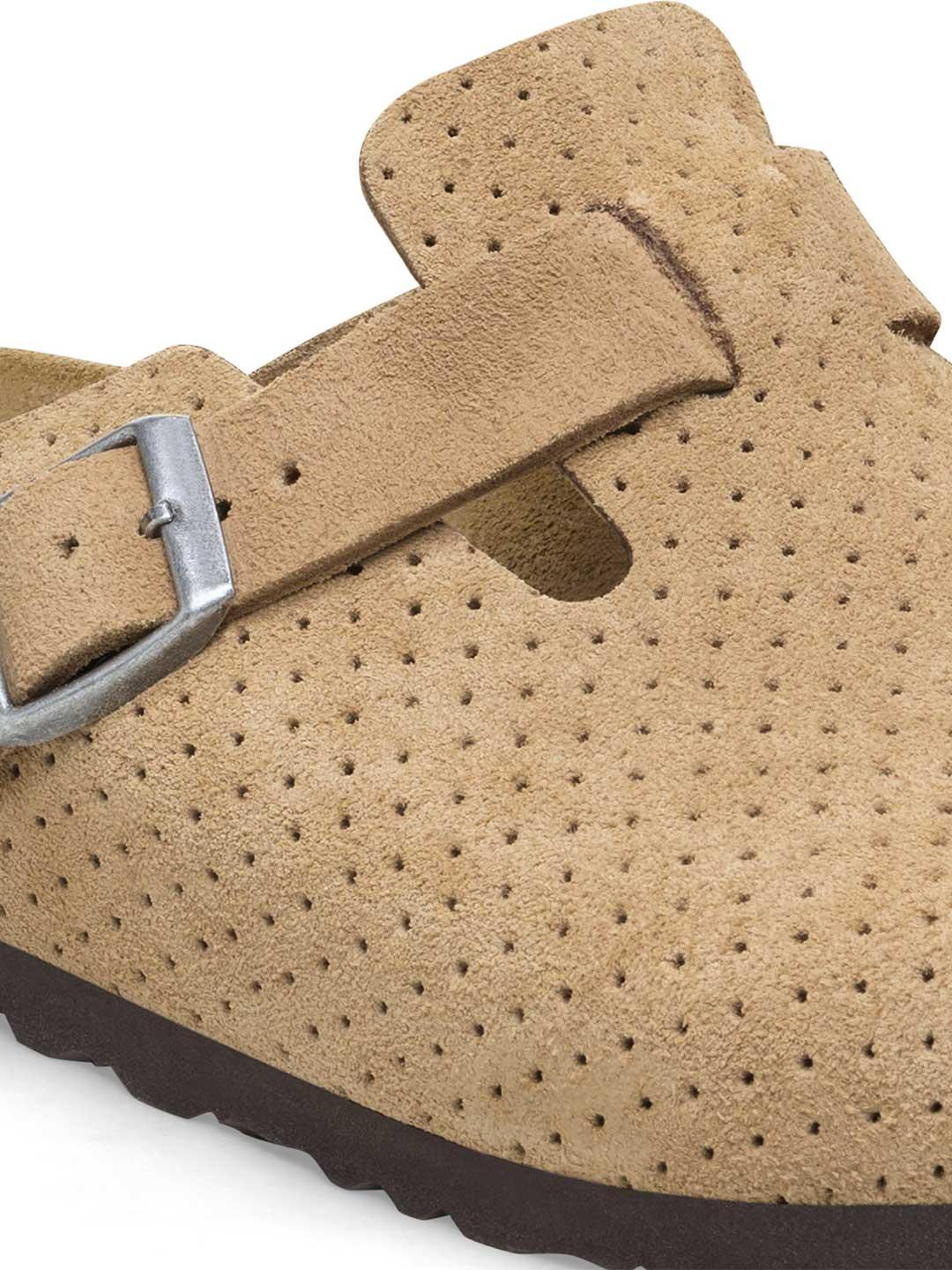 Birkenstock Boston sabot beige in pelle scamosciata stampata 1027014 BEIGE BIRKENSTOCK