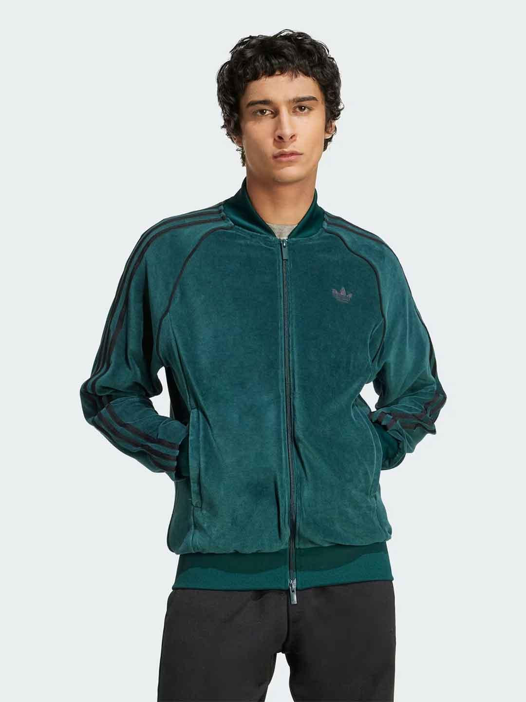 Adidas felpa verde in ciniglia JX1564 VERDE ADIDAS