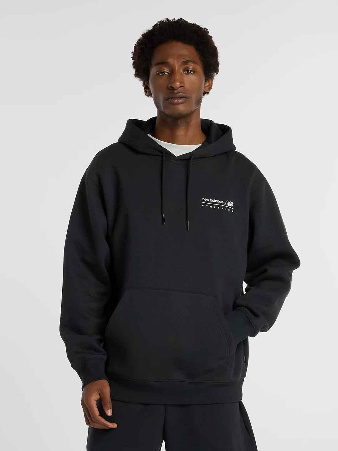 New balance felpa nero con cappuccio regolabile MT53528BK NERO NEW BALANCE