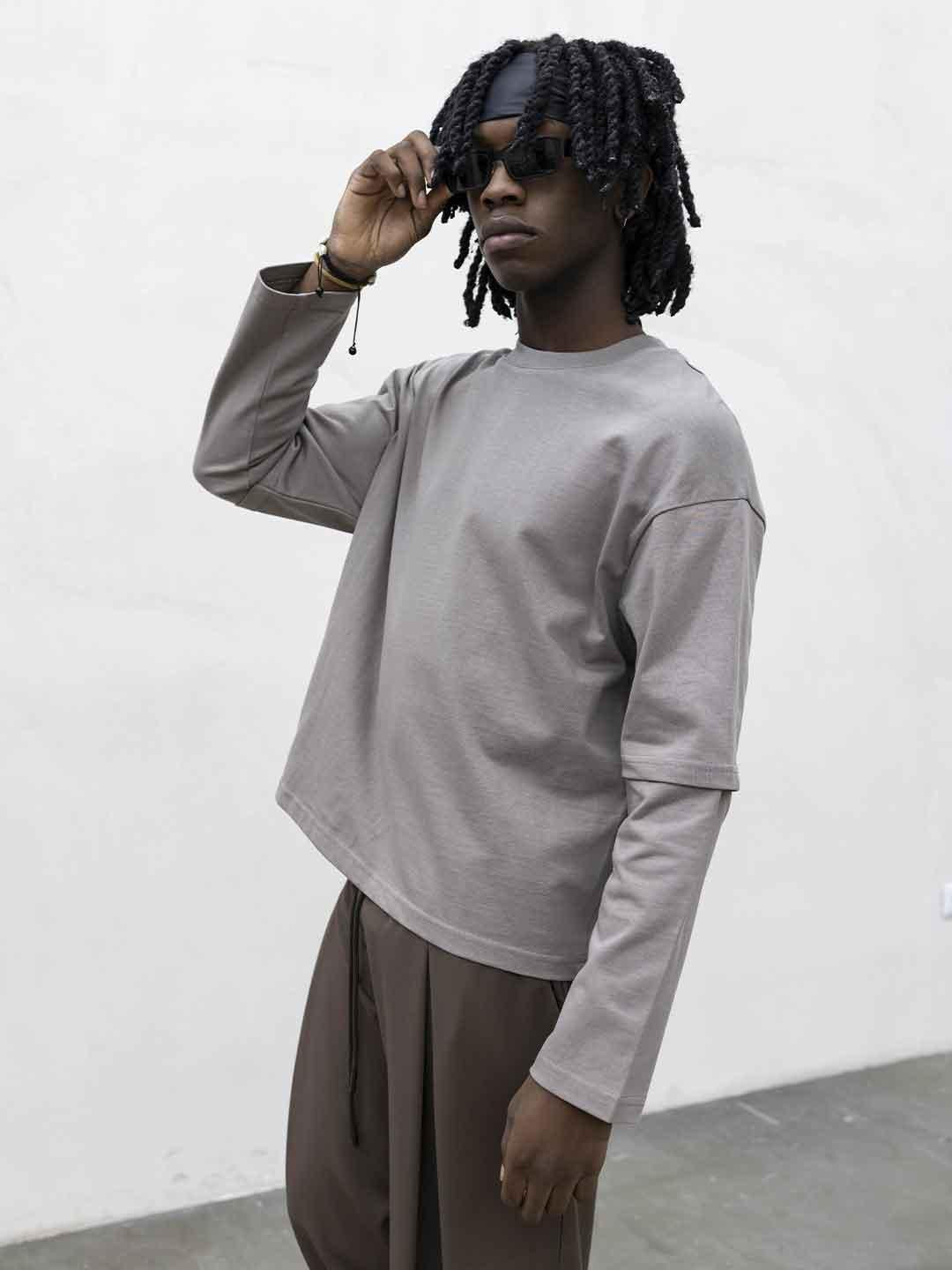 Present Day t-shirt marrone manica lunga PRS046 MARRONE PRESENT DAY