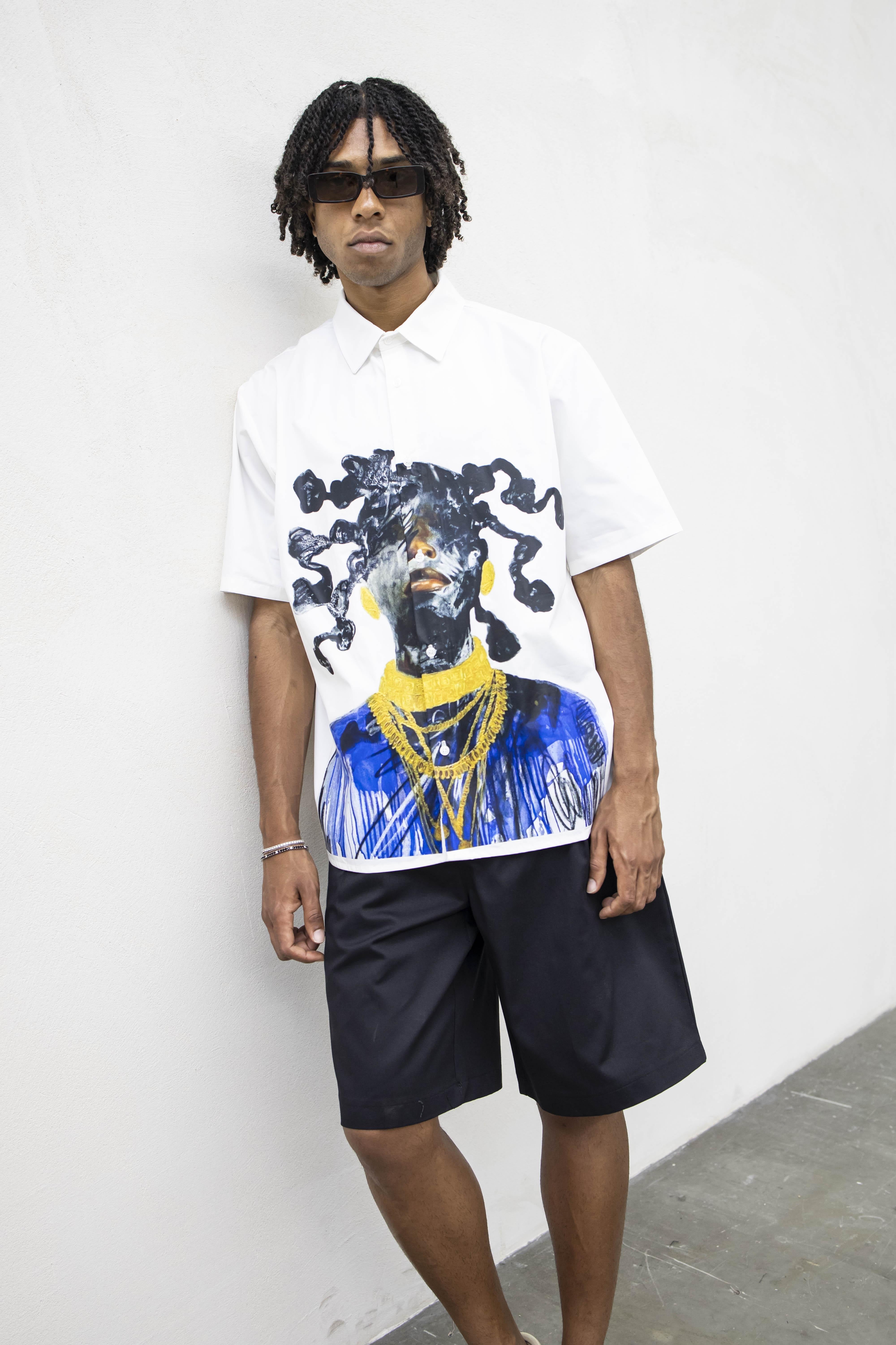 Tokyo camicia bianco con stampa TKN049B BIANCO TOKYO