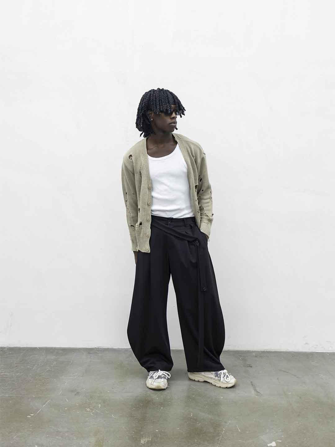 Present Day pantalone nero con cintura PRS029 NERO PRESENT DAY