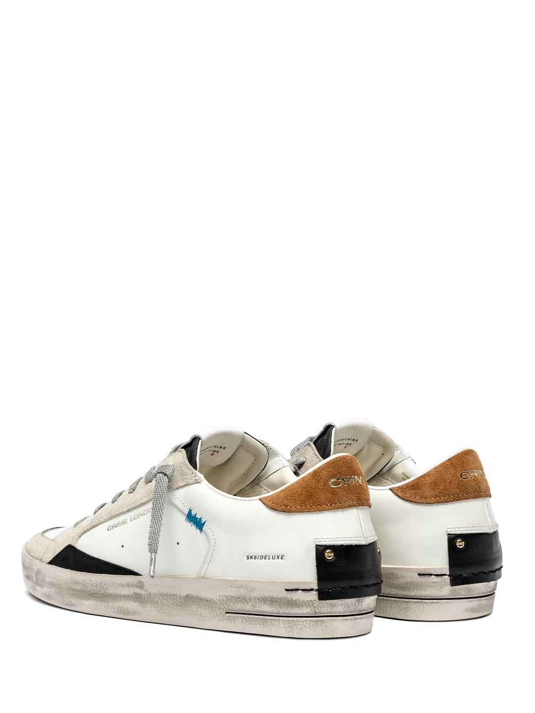 Crime Sk8 Deluxe sneakers bianco con tab cuoio 11108 BIANCO CRIME