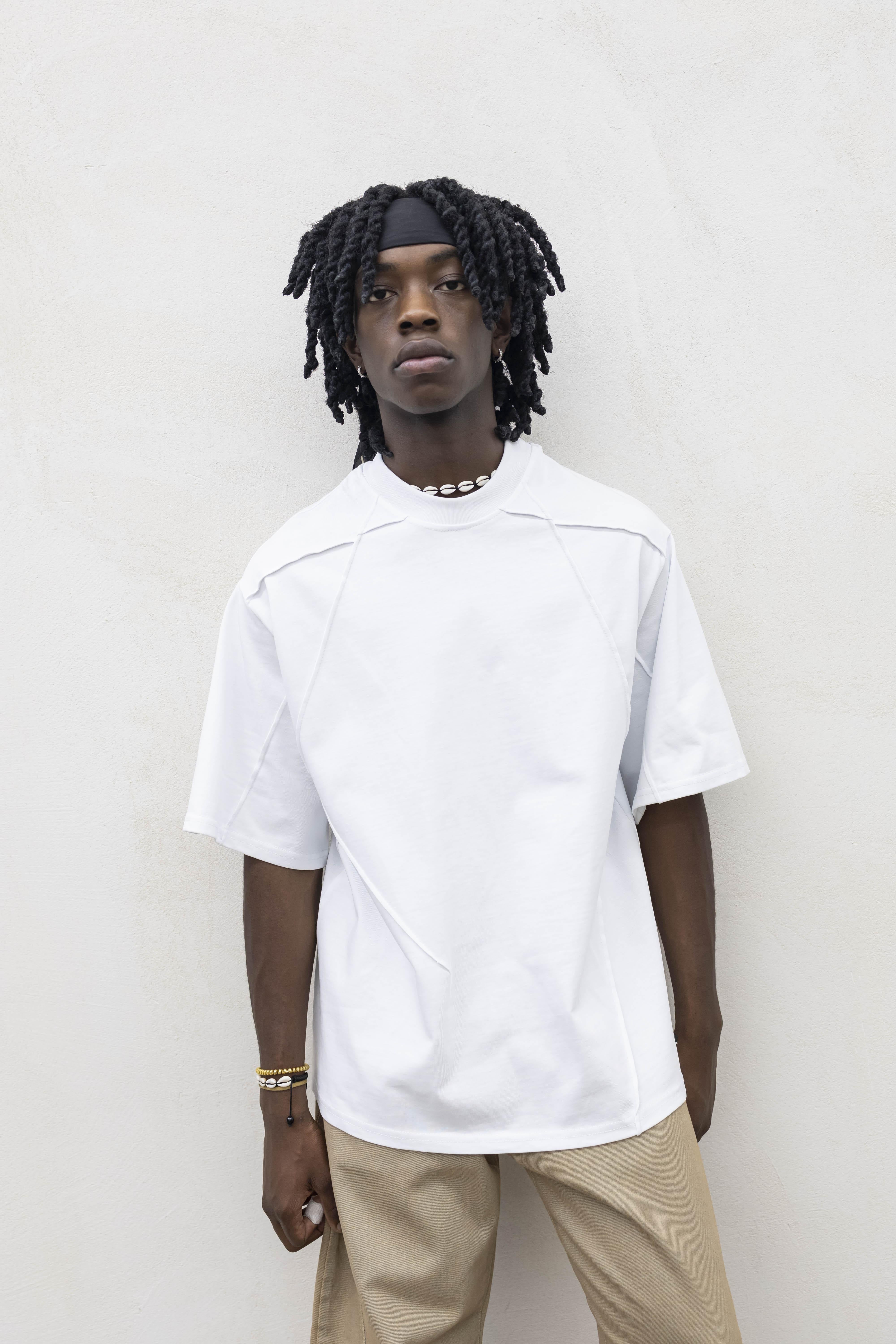 Present Day t-shirt bianco con cuciture PRS008 BIANCO PRESENT DAY