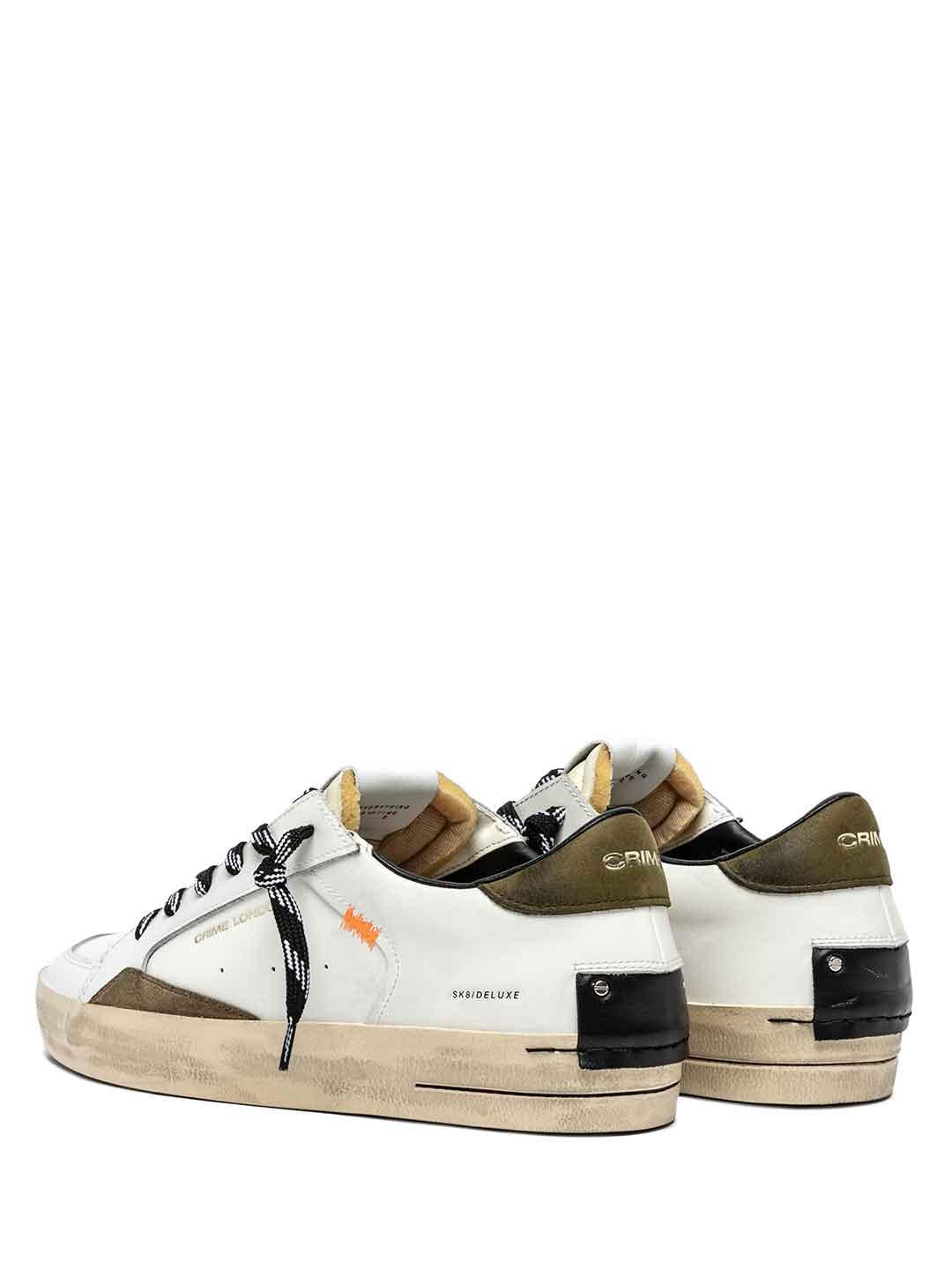 Crime Sk8 Deluxe sneakers bianco con tab verde 11109 BIANCO CRIME