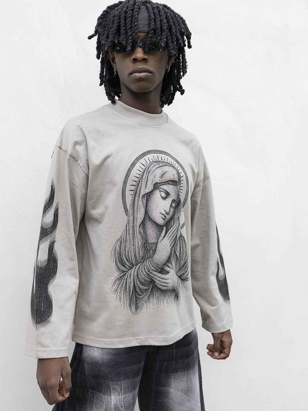 Present Day t-shirt fango con grafica madonna PRS071 FANGO PRESENT DAY