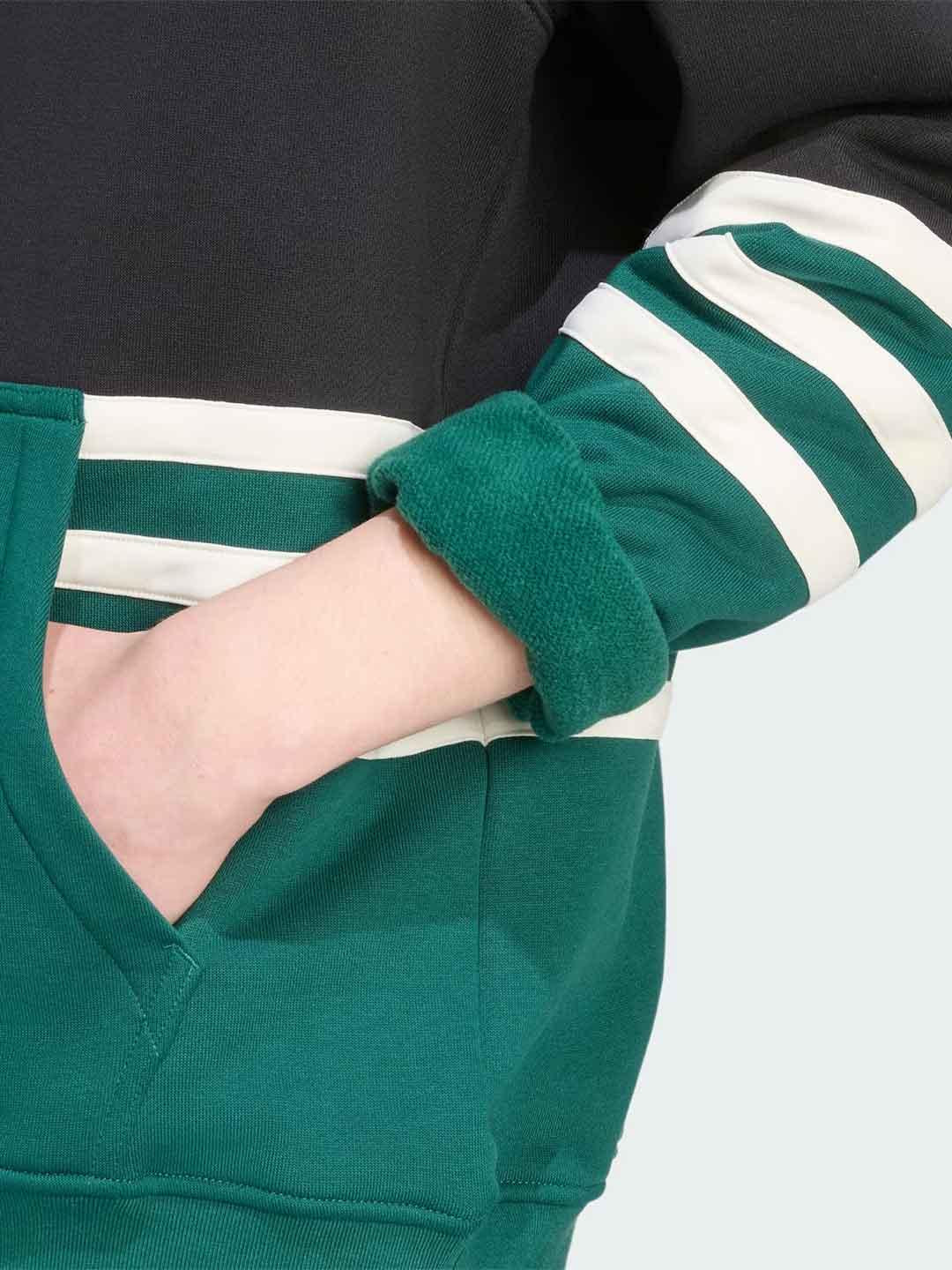 Adidas felpa nero con logo verde JY2798 NERO ADIDAS