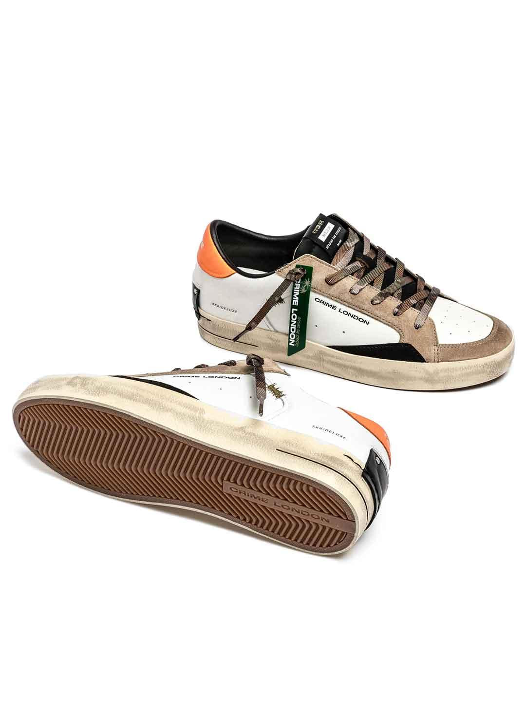 Crime Sk8 Deluxe sneakers bianco con lacci mimetici 11106 BIANCO CRIME