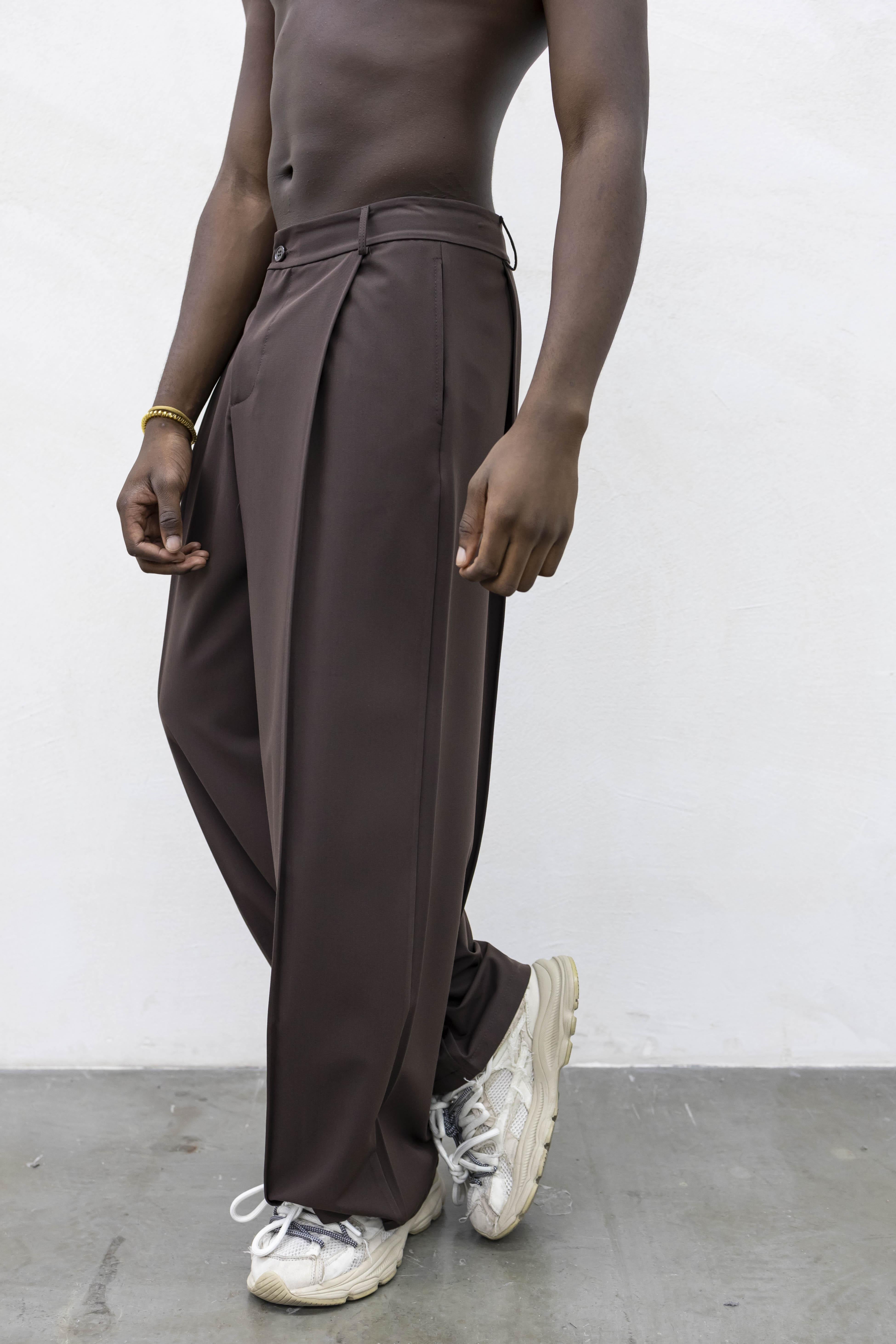 Present Day All Pinces pantaloni marrone PRS019 MARRONE PRESENT DAY