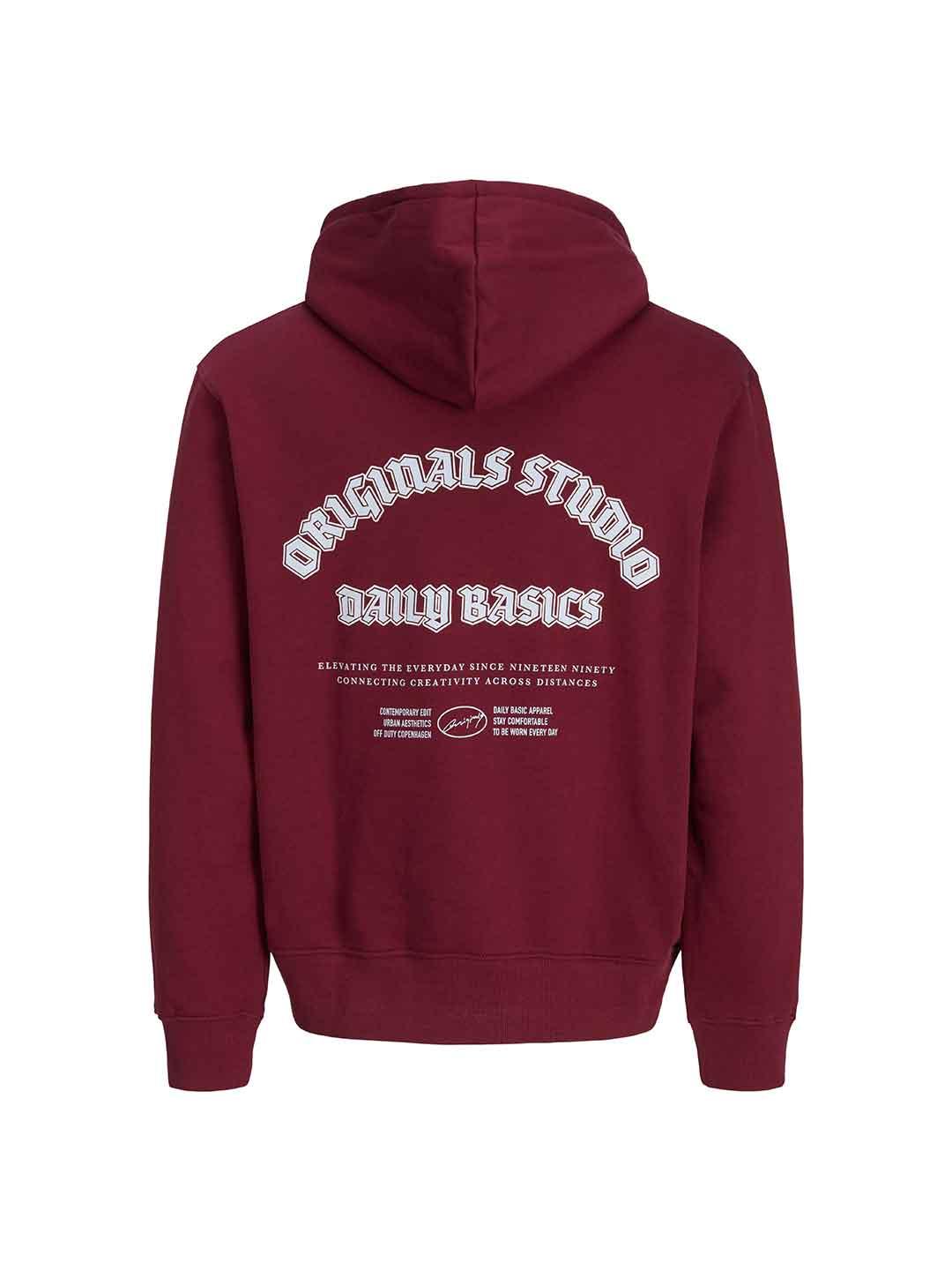 Jack & Jones felpa bordeaux con cappuccio 12283868 BORDEAUX JACK & JONES