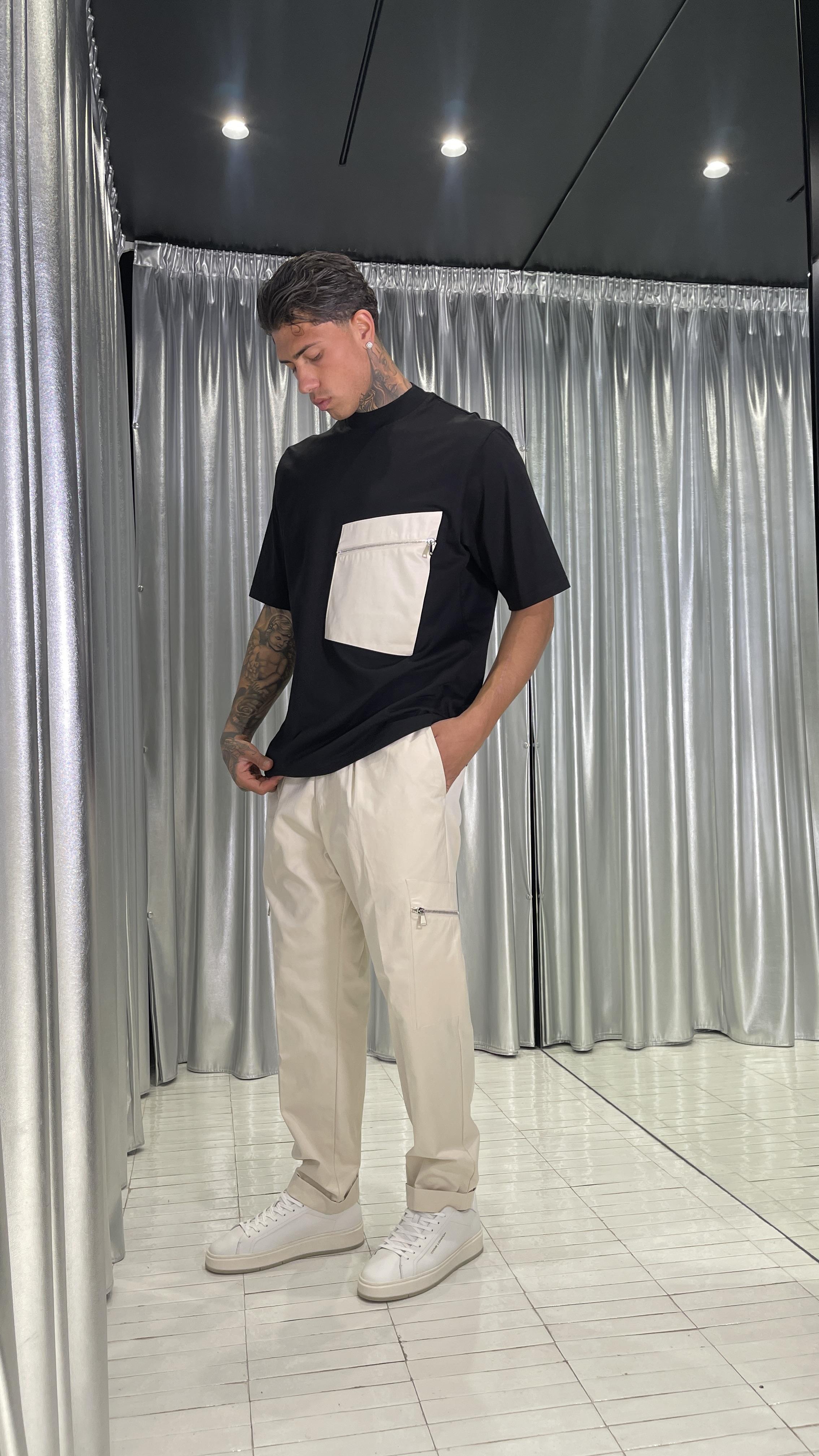 Pret A Porter pantaloni panna con tasche con zip 40016 PANNA PRET A PORTER