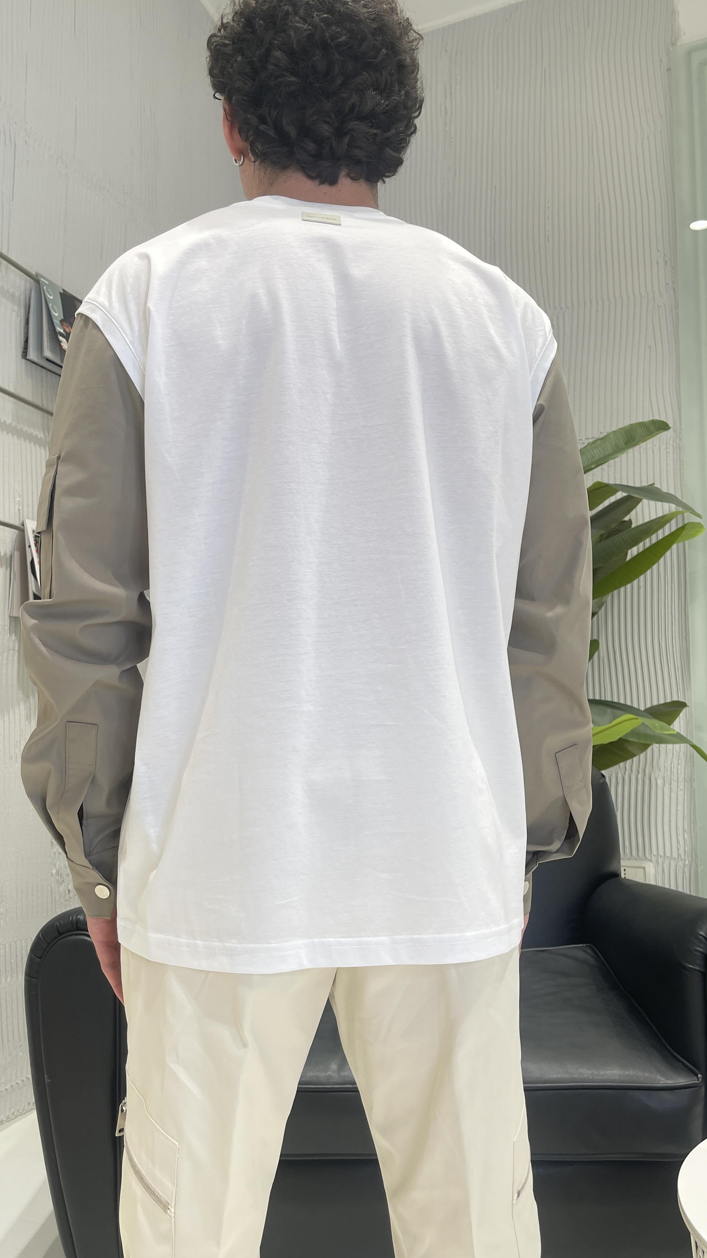 Pret A Porter t-shirt bianco manica in contrasto 20014 BIANCO PRET A PORTER