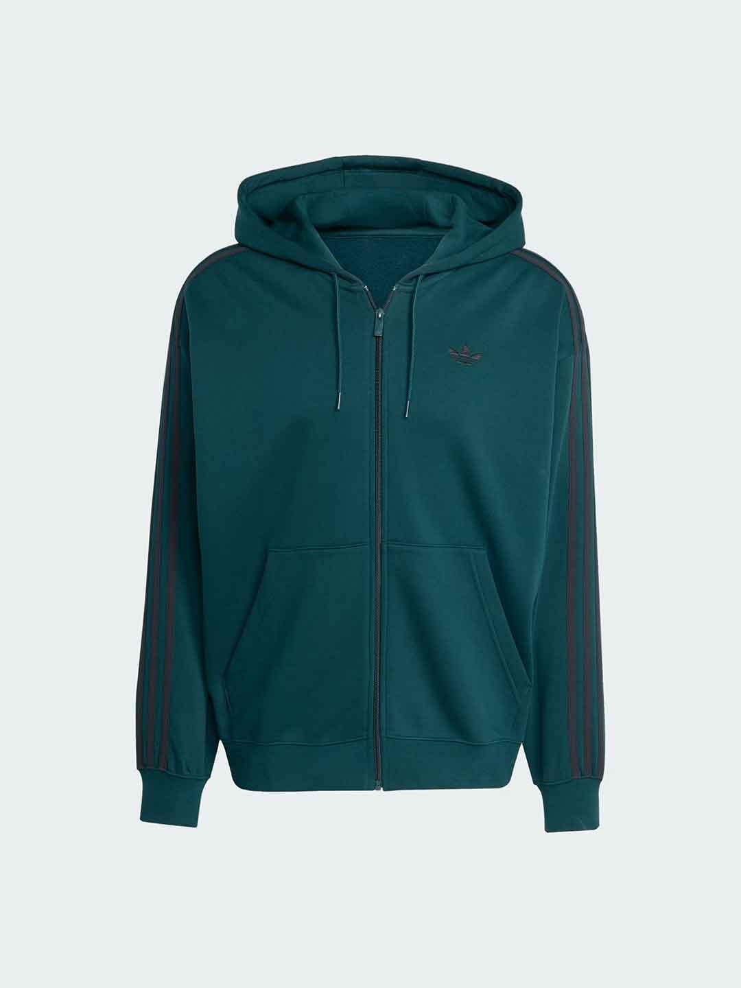 Adidas felpa verde con zip e cappuccio JX1549 VERDE ADIDAS