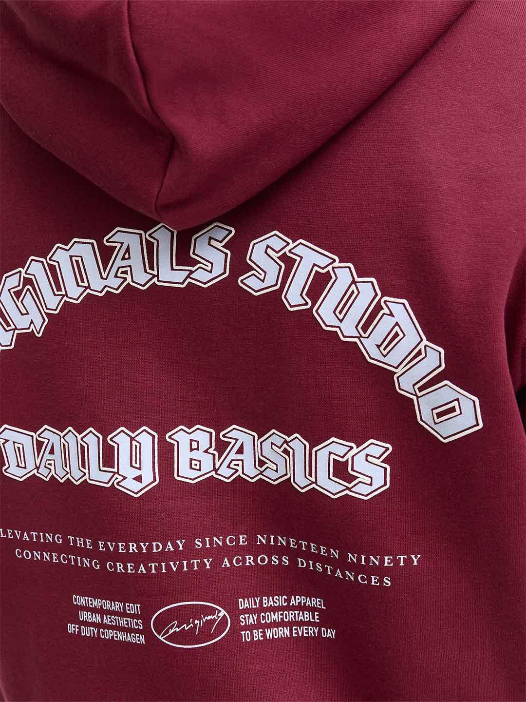 Jack & Jones felpa bordeaux con cappuccio 12283868 BORDEAUX JACK & JONES