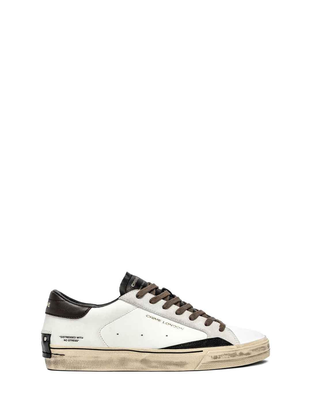 Crime Distressed sneakers bianco con tab marrone 11075 BIANCO CRIME