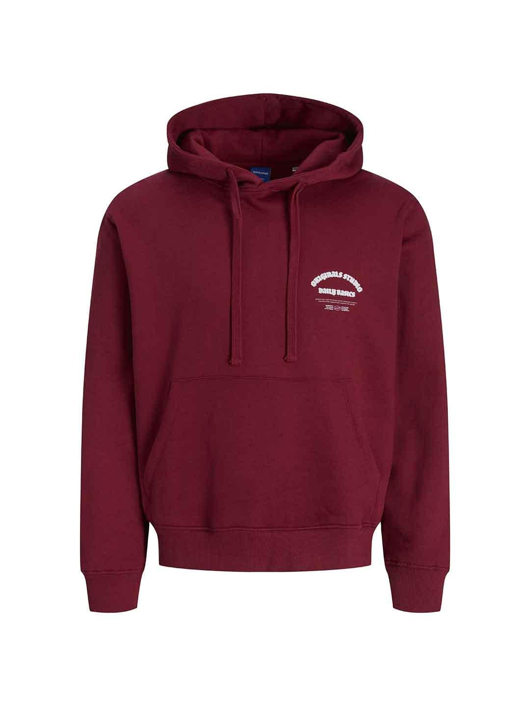 Jack & Jones felpa bordeaux con cappuccio 12283868 BORDEAUX JACK & JONES