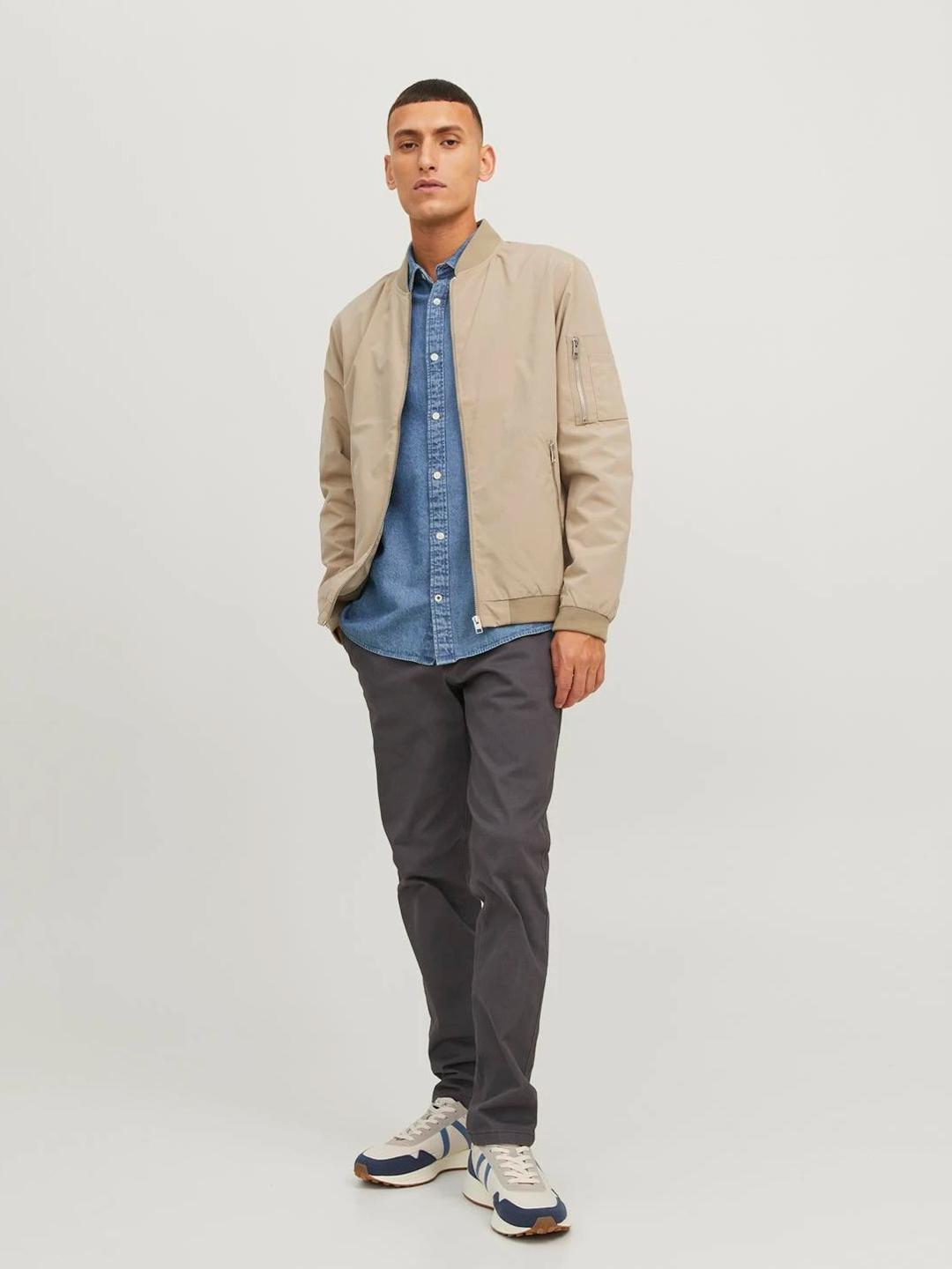 Jack & Jones giubbino beige bomber con colletto baseball 12165203 BEIGE JACK & JONES