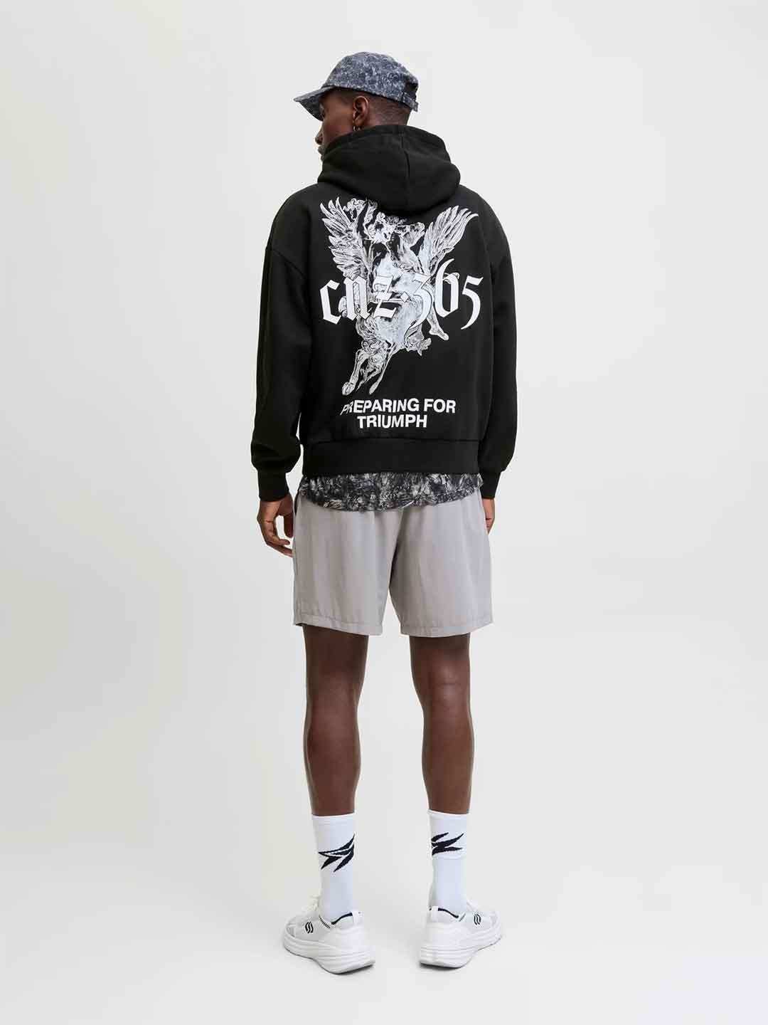 Jack & Jones felpa nero con cappuccio 12268918 NERO JACK & JONES