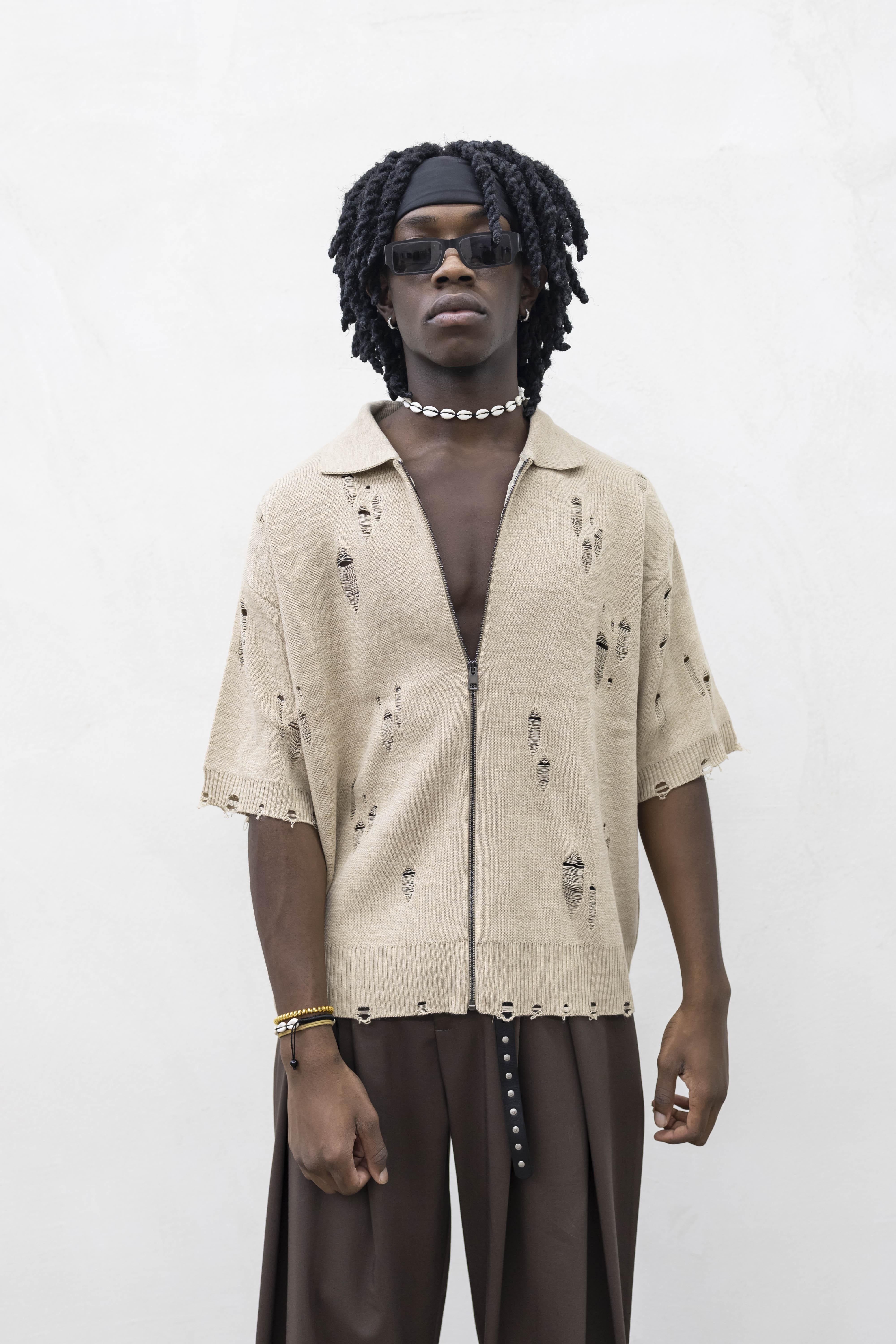 Tokyo polo beige con zip TCK001 BEIGE TOKYO