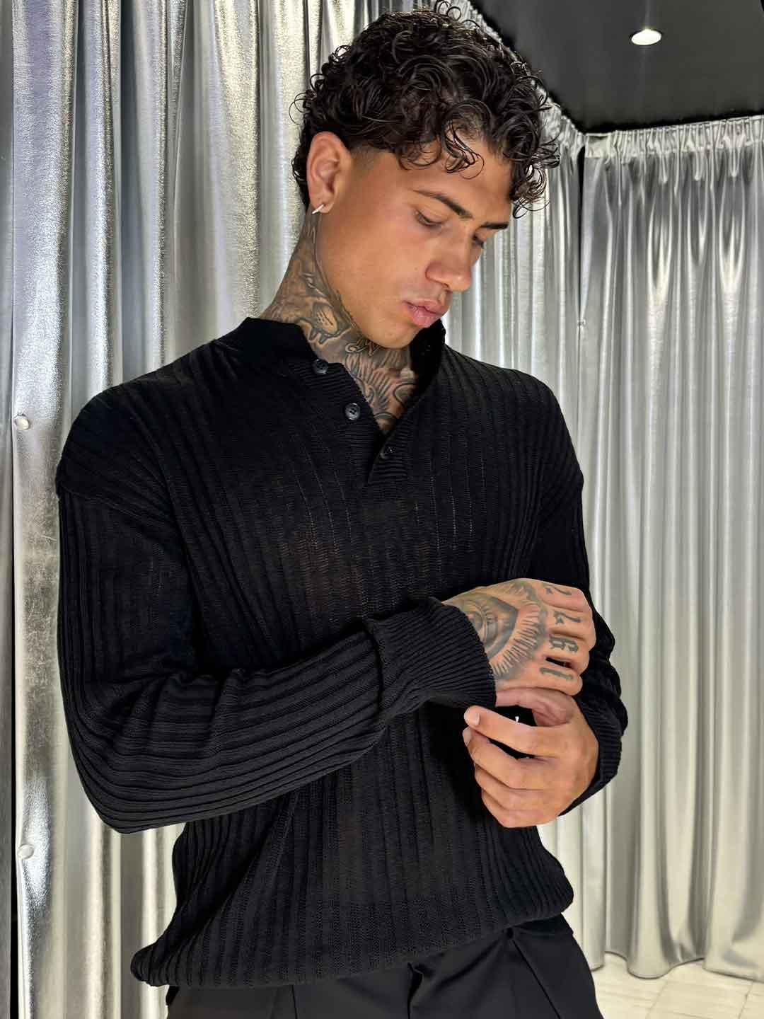 All Or Nothing polo nero con bottoni ALEMAGOU NERO ALL OR NOTHING