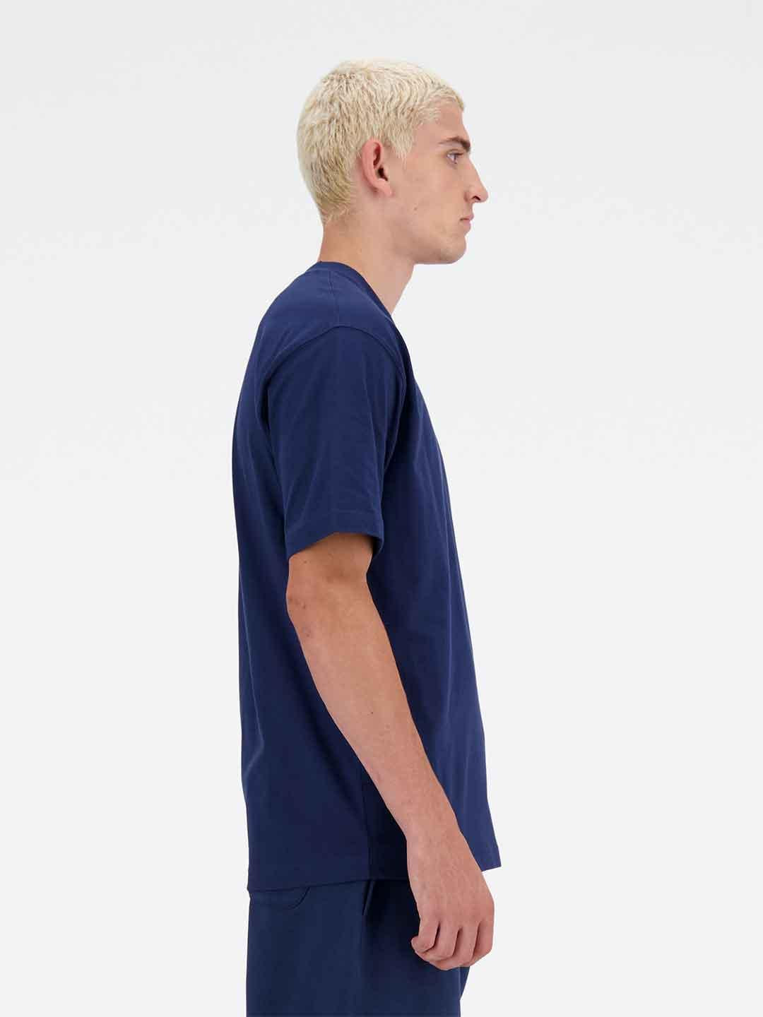 New Balance t-shirt blu con logo bianco MT41509NNY BLU NEW BALANCE