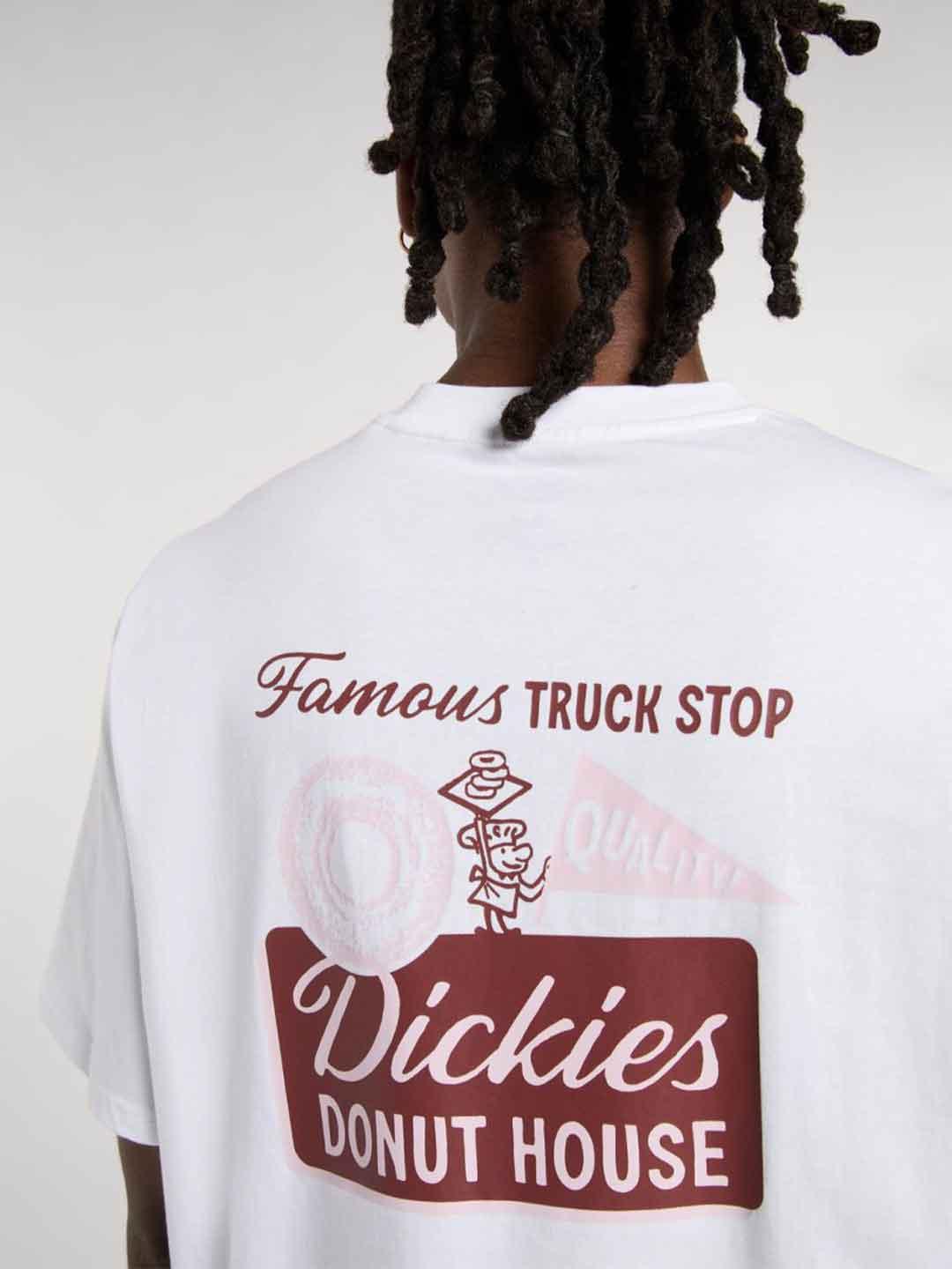 Dickies Donut House t-shirt bianco con stampa retro DK0A87QN0WH1 BIANCO DICKIES