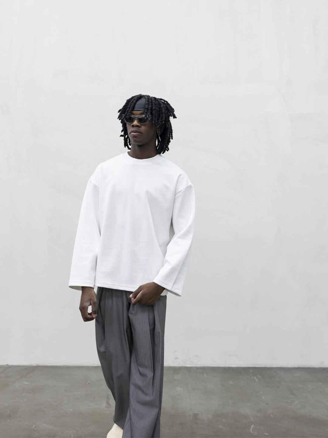 Present Day Long Perfect t-shirt bianco maniche lunghe PRS061 BIANCO PRESENT DAY