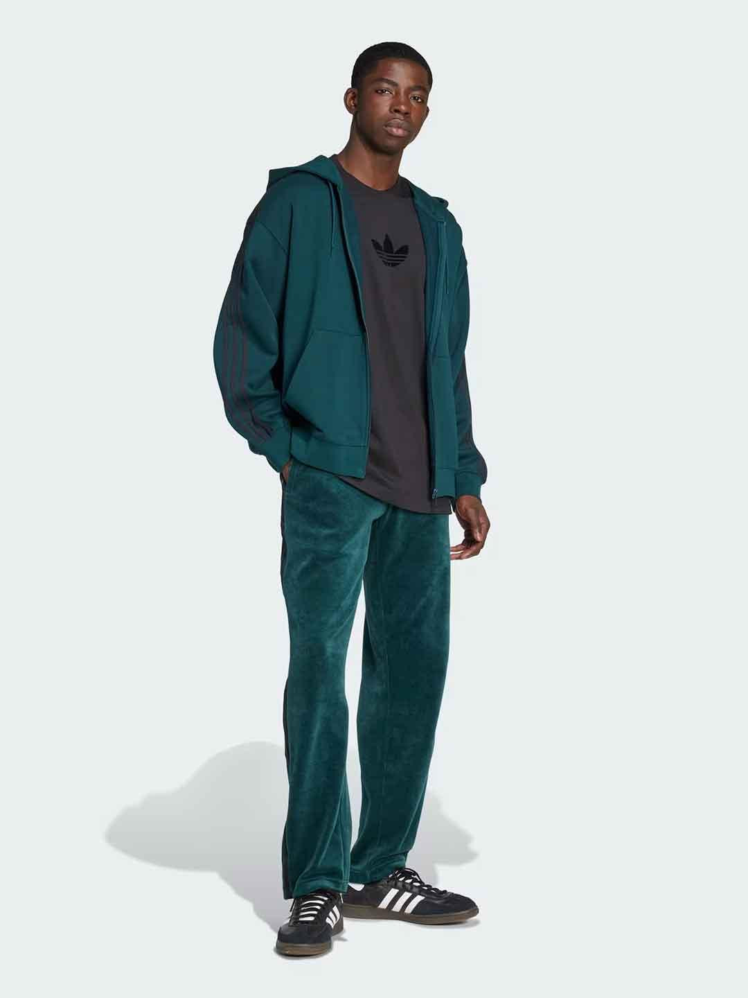 Adidas felpa verde con zip e cappuccio JX1549 VERDE ADIDAS