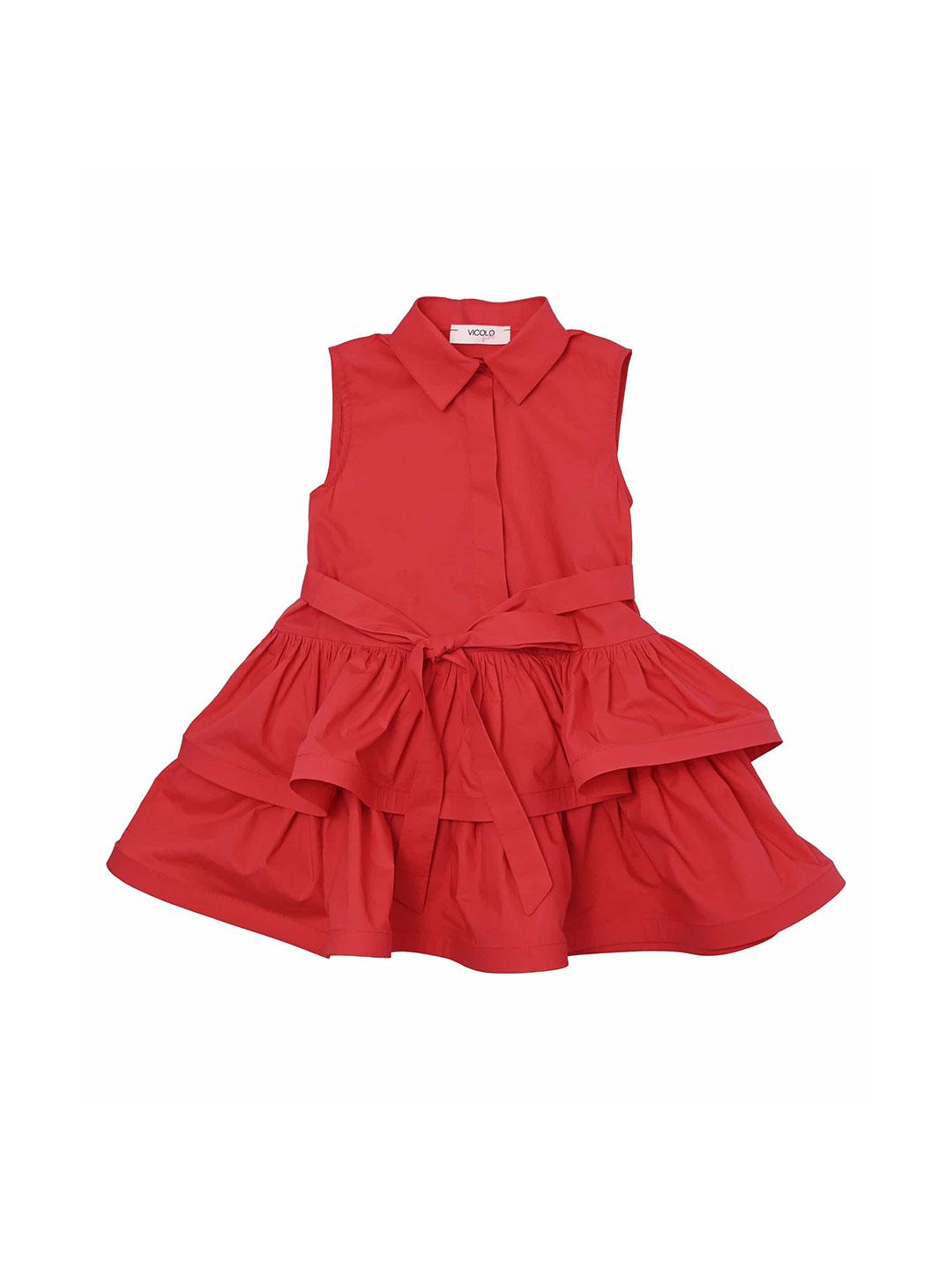 Vicolo abito kids rosso con balze 3146V00352 ROSSO VICOLO
