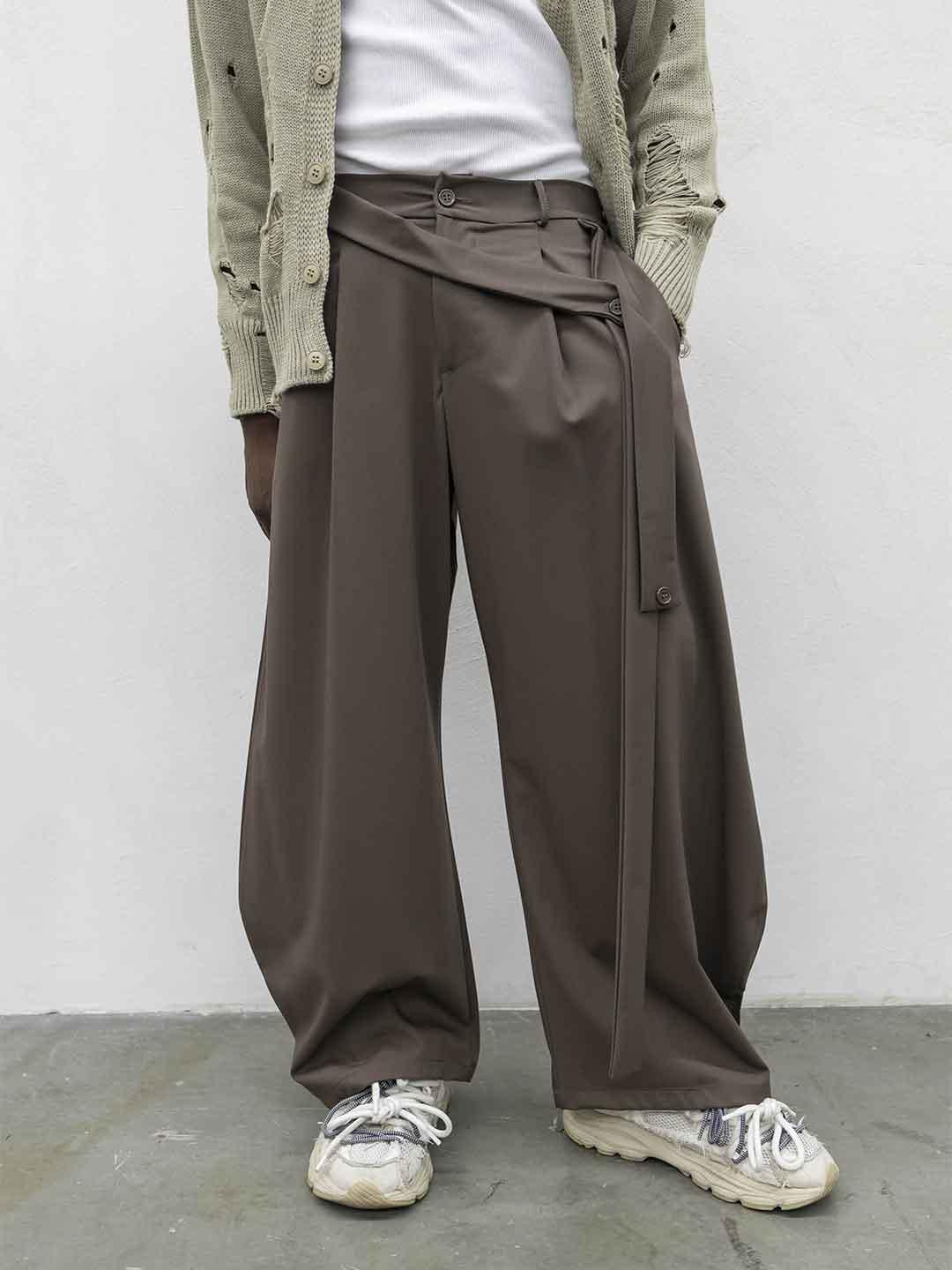 Present Day pantalone marrone con cintura PRS029 MARRONE PRESENT DAY