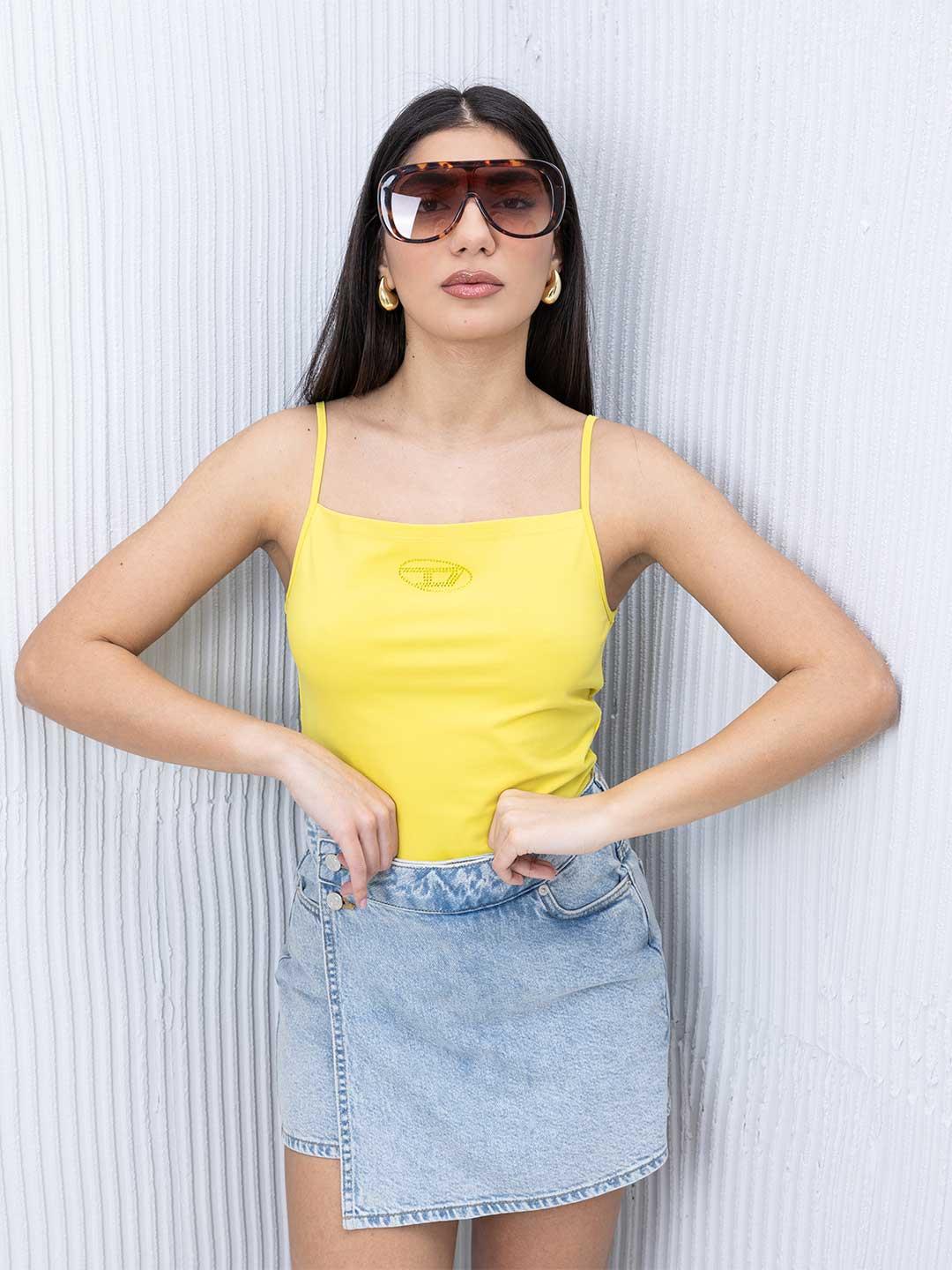 Diesel Trind top giallo con strass J02201 0AFAA GIALLO DIESEL