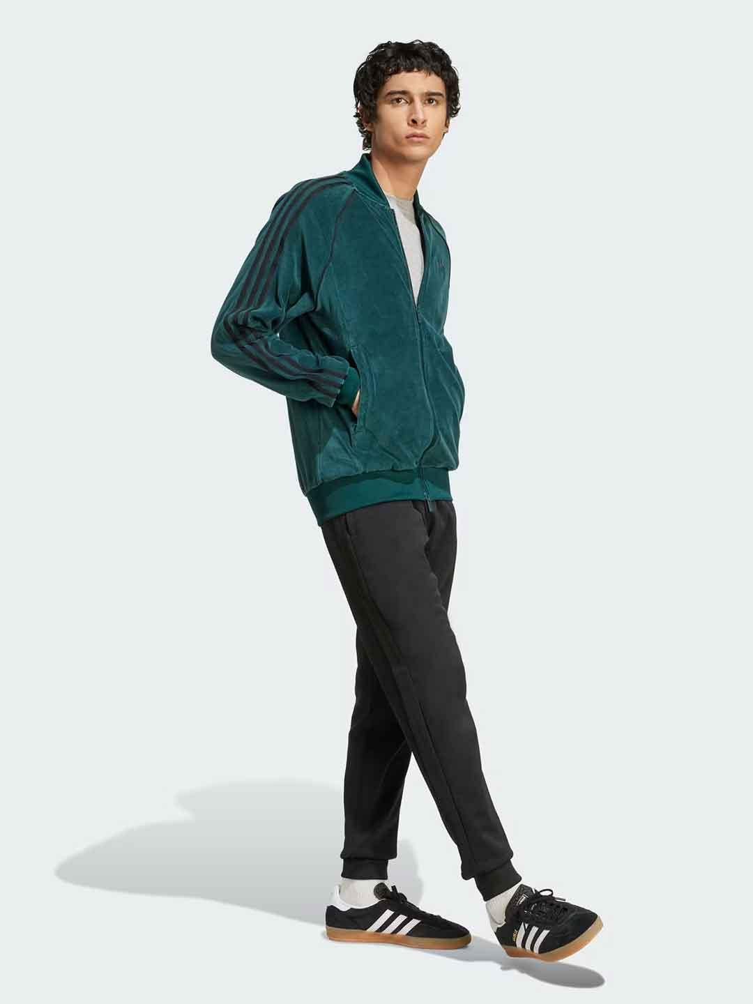 Adidas felpa verde in ciniglia JX1564 VERDE ADIDAS