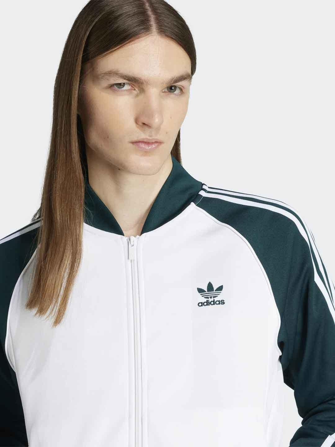 Adidas felpa bianca e verde JY1293 BIANCO ADIDAS