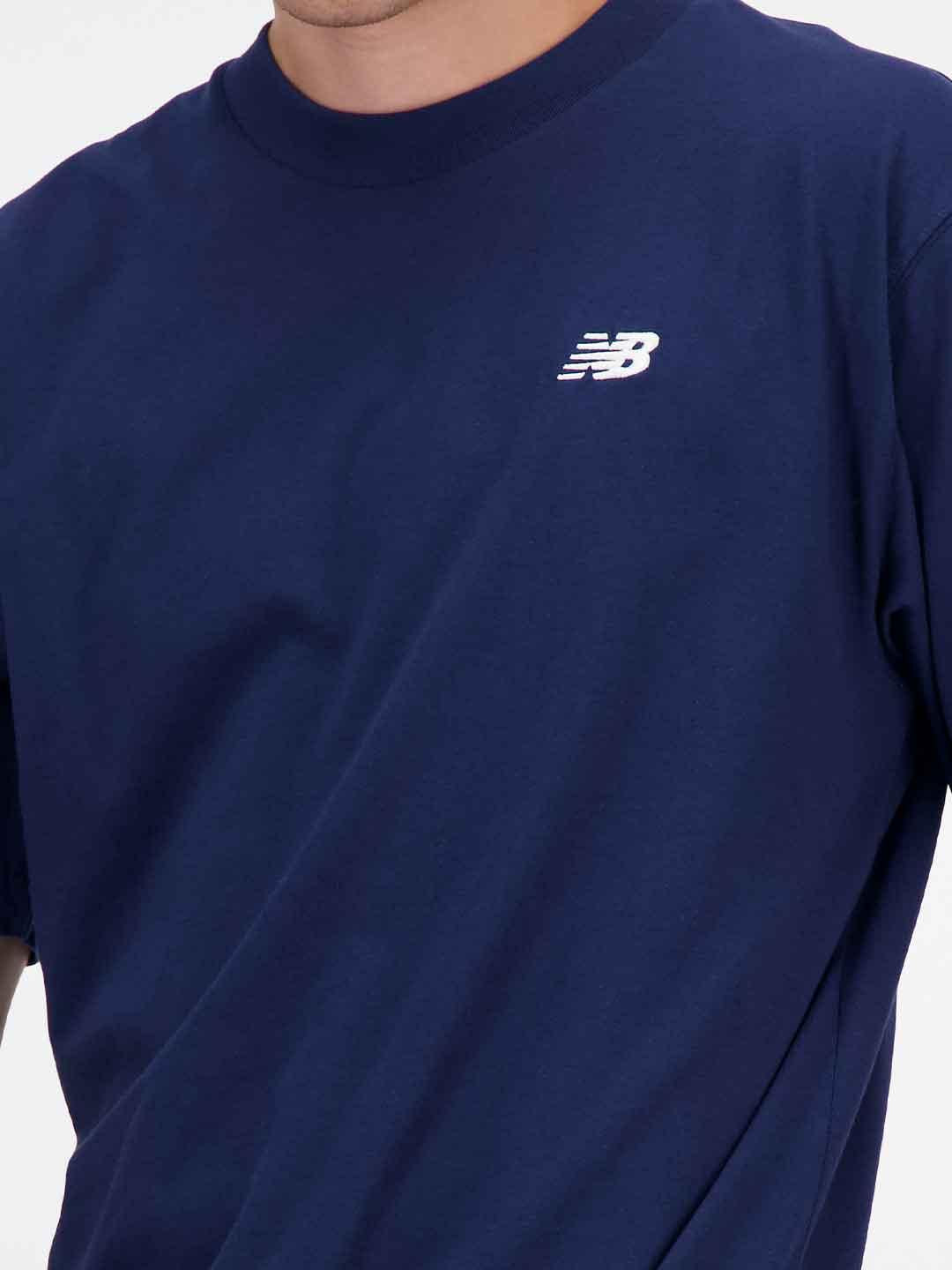 New Balance t-shirt blu con logo bianco MT41509NNY BLU NEW BALANCE