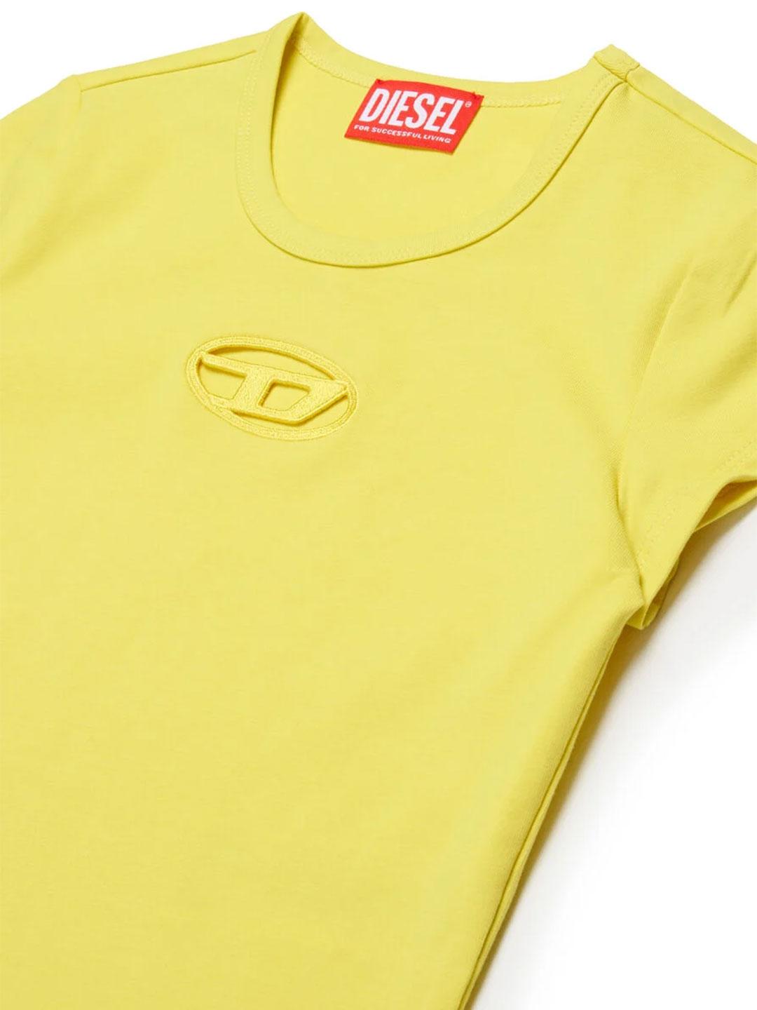 Diesel Tangie t-shirt giallo con logo forato J01830 0AFAA GIALLO DIESEL