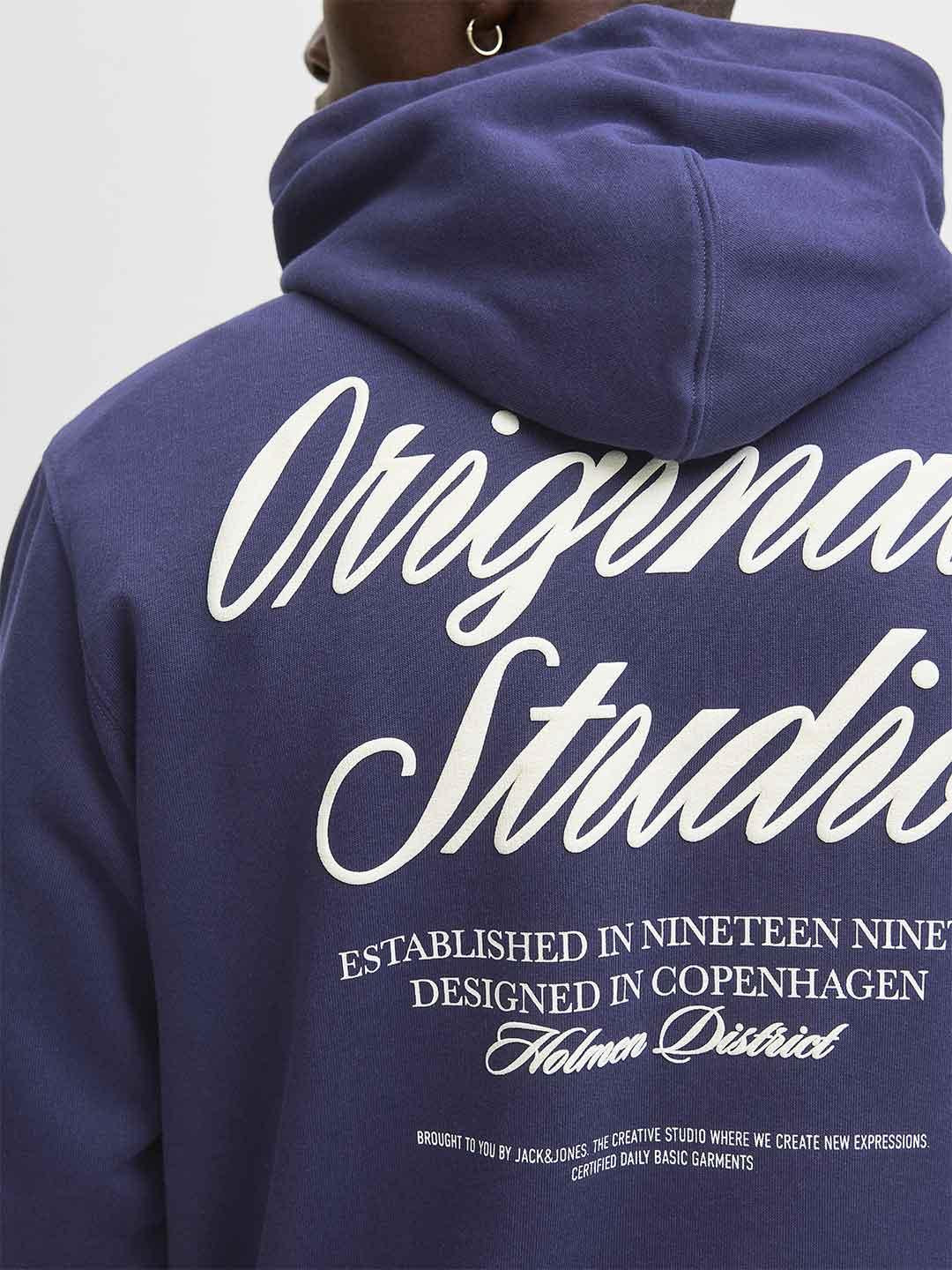 Jack & Jones felpa blu con cappuccio 12283054 BLU JACK & JONES