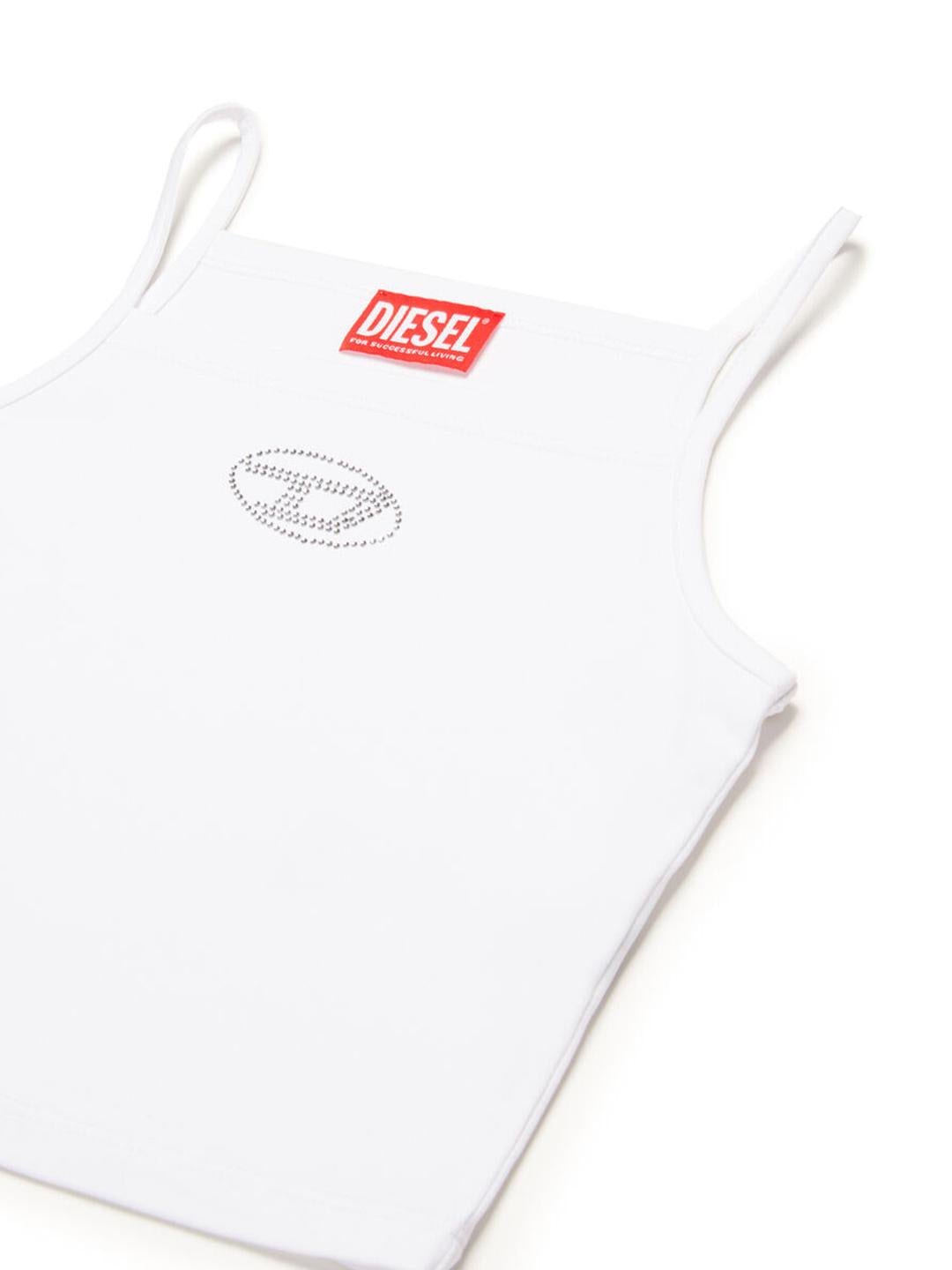 Diesel Trind top bianco con strass J02201 0AFAA BIANCO DIESEL