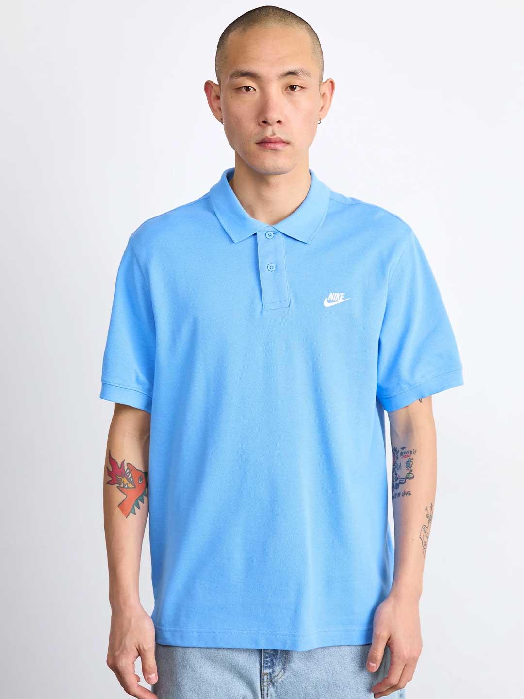 Nike polo azzurro con logo bianco FN3894-412 AZZURRO NIKE