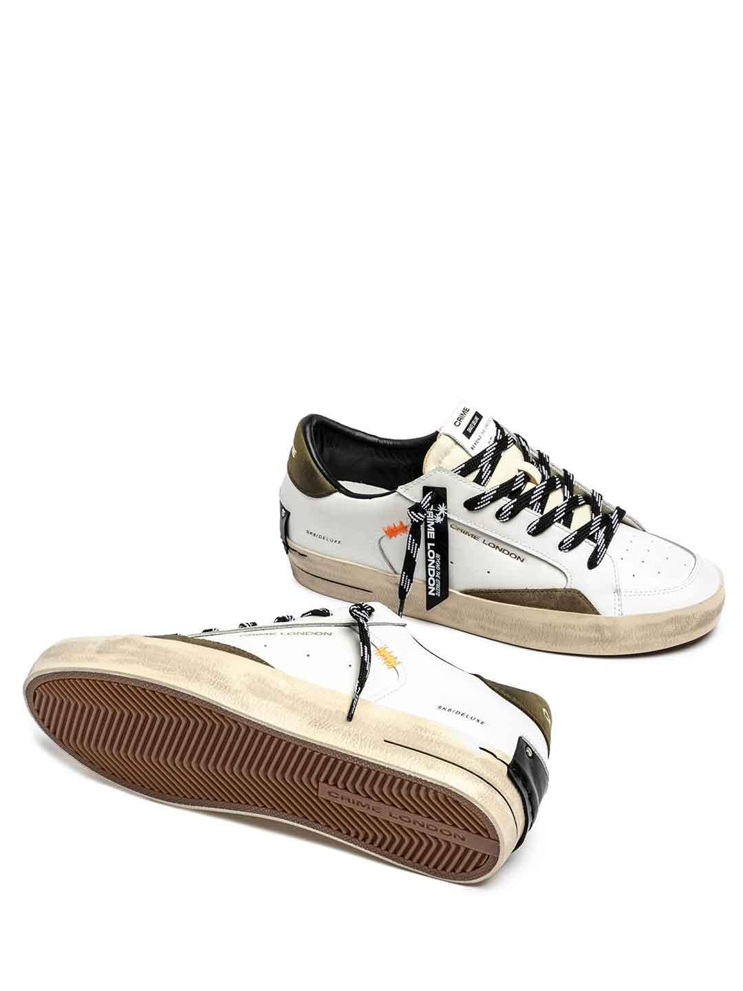 Crime Sk8 Deluxe sneakers bianco con tab verde 11109 BIANCO CRIME