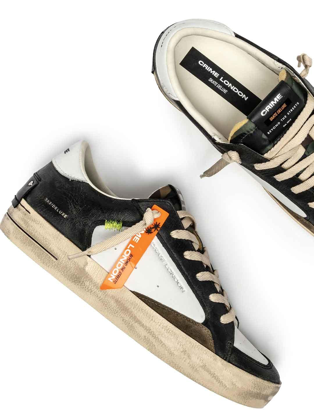 Crime Sk8 Deluxe sneakers bianco linguetta mimetica 11105 BIANCO CRIME