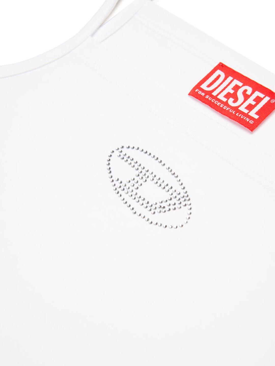 Diesel Trind top bianco con strass J02201 0AFAA BIANCO DIESEL