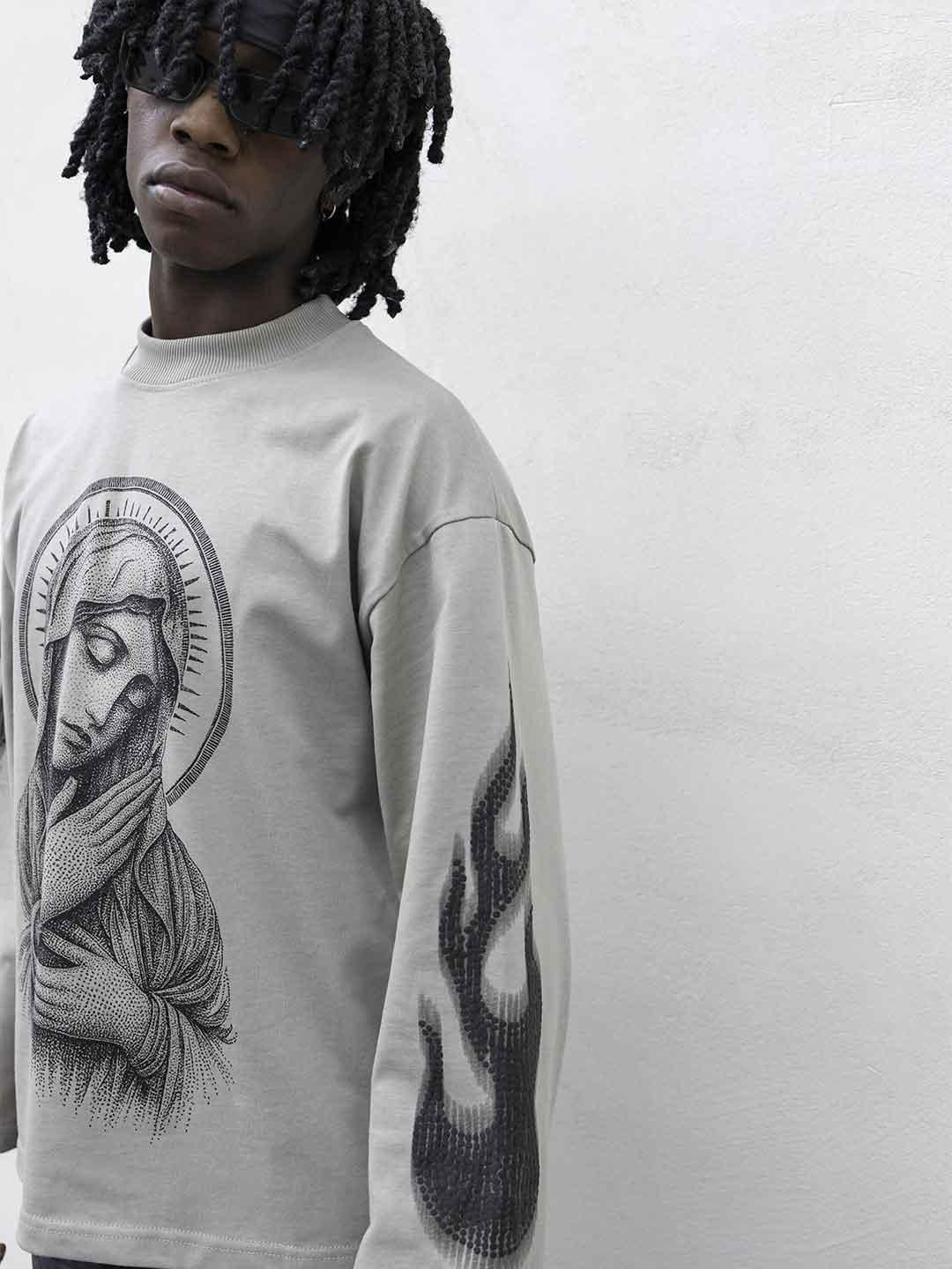 Present Day t-shirt fango con grafica madonna PRS071 FANGO PRESENT DAY