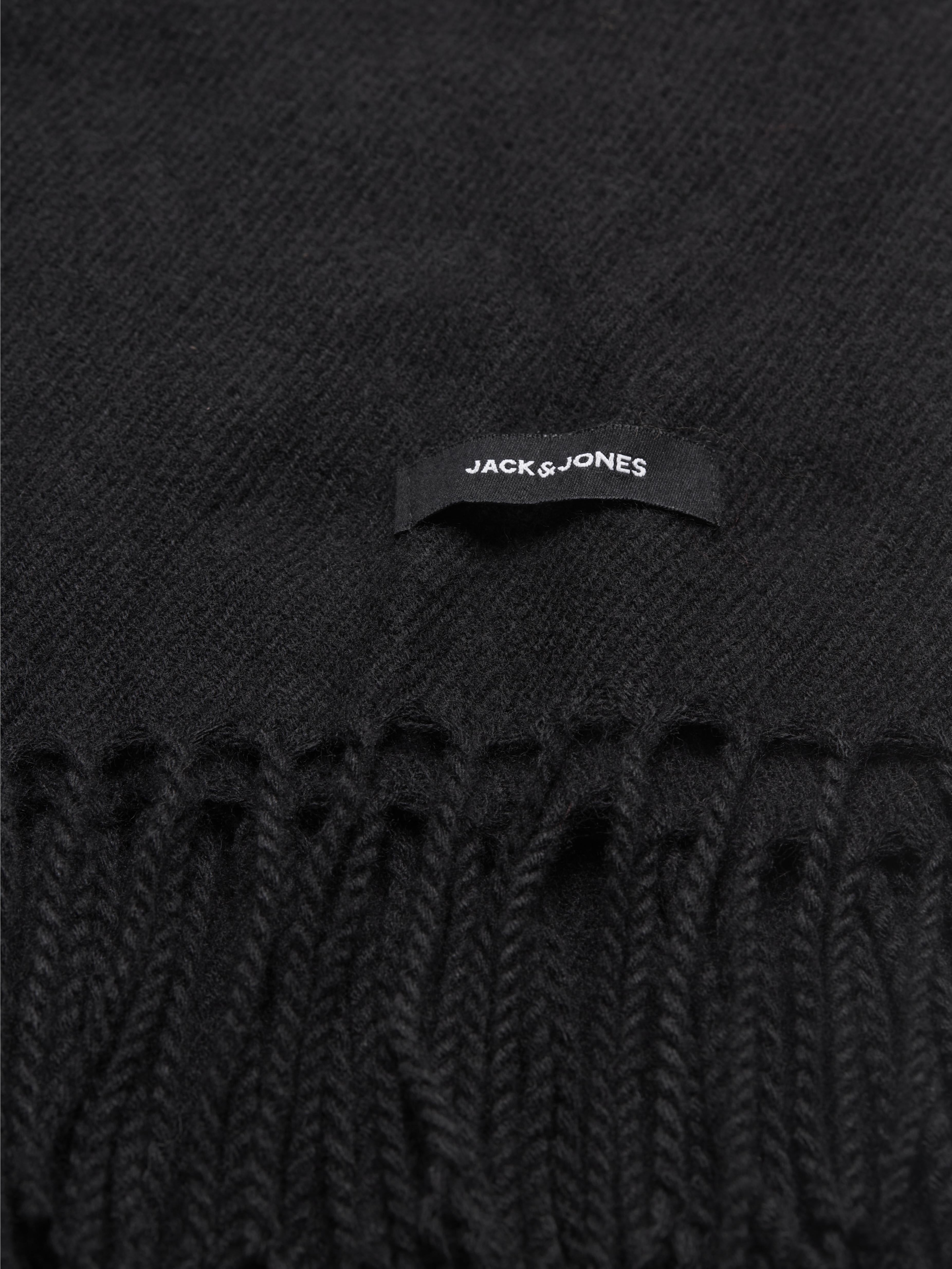 Jack & Jones sciarpa nero con frange 12140332 NERO JACK & JONES